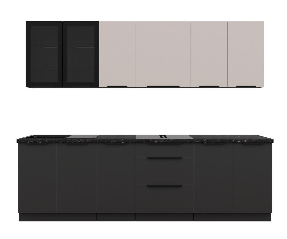 Blok Kuhinja Arona/siena - kašmir/crna, Moderno, staklo/metal (260/210/60cm) - Modern Living