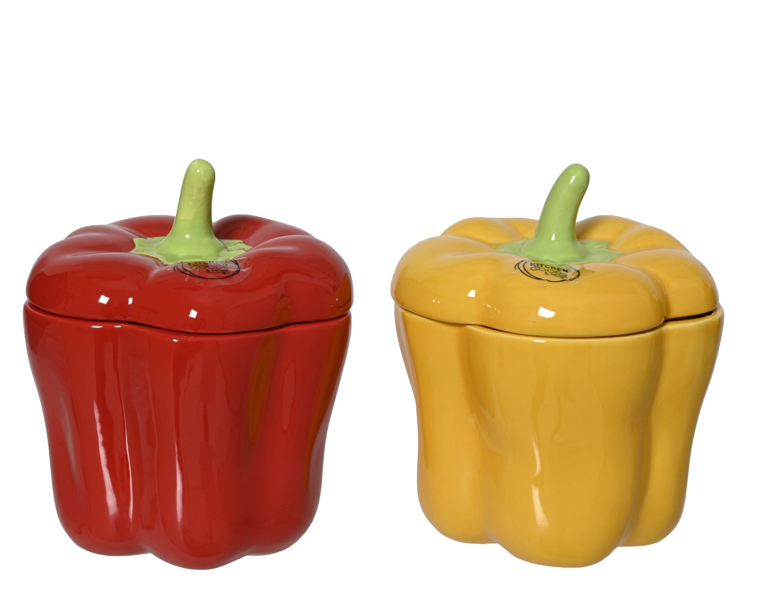 Recipient decorativ Pami - galben/roșu, Basics, ceramică (12/12/15cm)