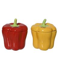 Recipient decorativ Pami - galben/roșu, Basics, ceramică (12/12/15cm)
