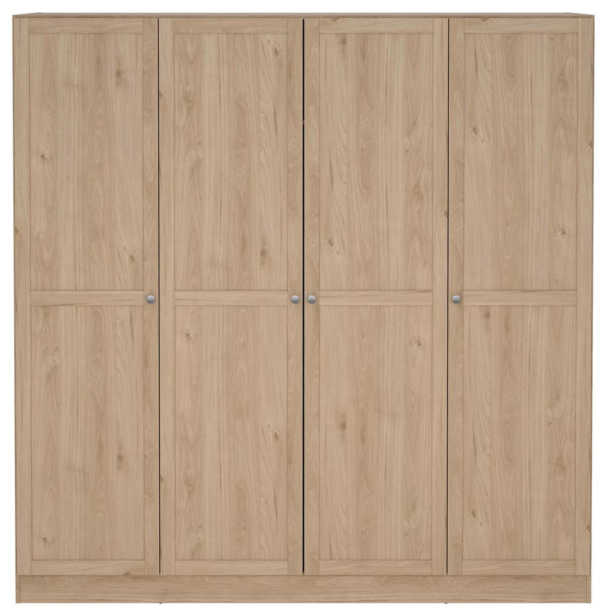 Omara S Klasičnimi Vrati Billund, Barva Hrasta - srebrne barve/barve hrasta, Moderno, kovina/leseni material (195,5/200/61,7cm) - MID.YOU