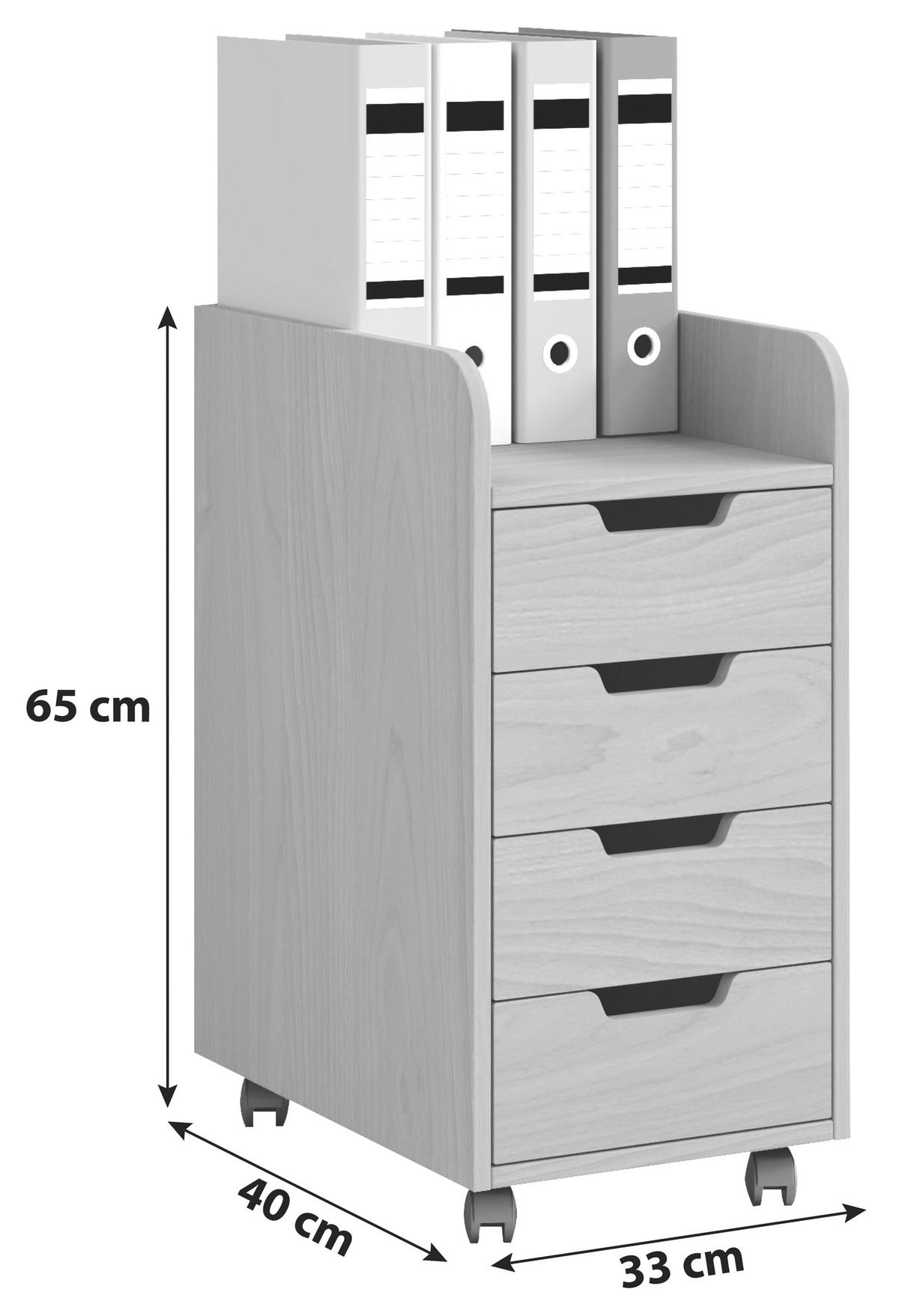 Predalnik Na Kolescih Konal, Bela - bela, Konvencionalno, umetna masa/leseni material (33/65/40cm) - MID.YOU