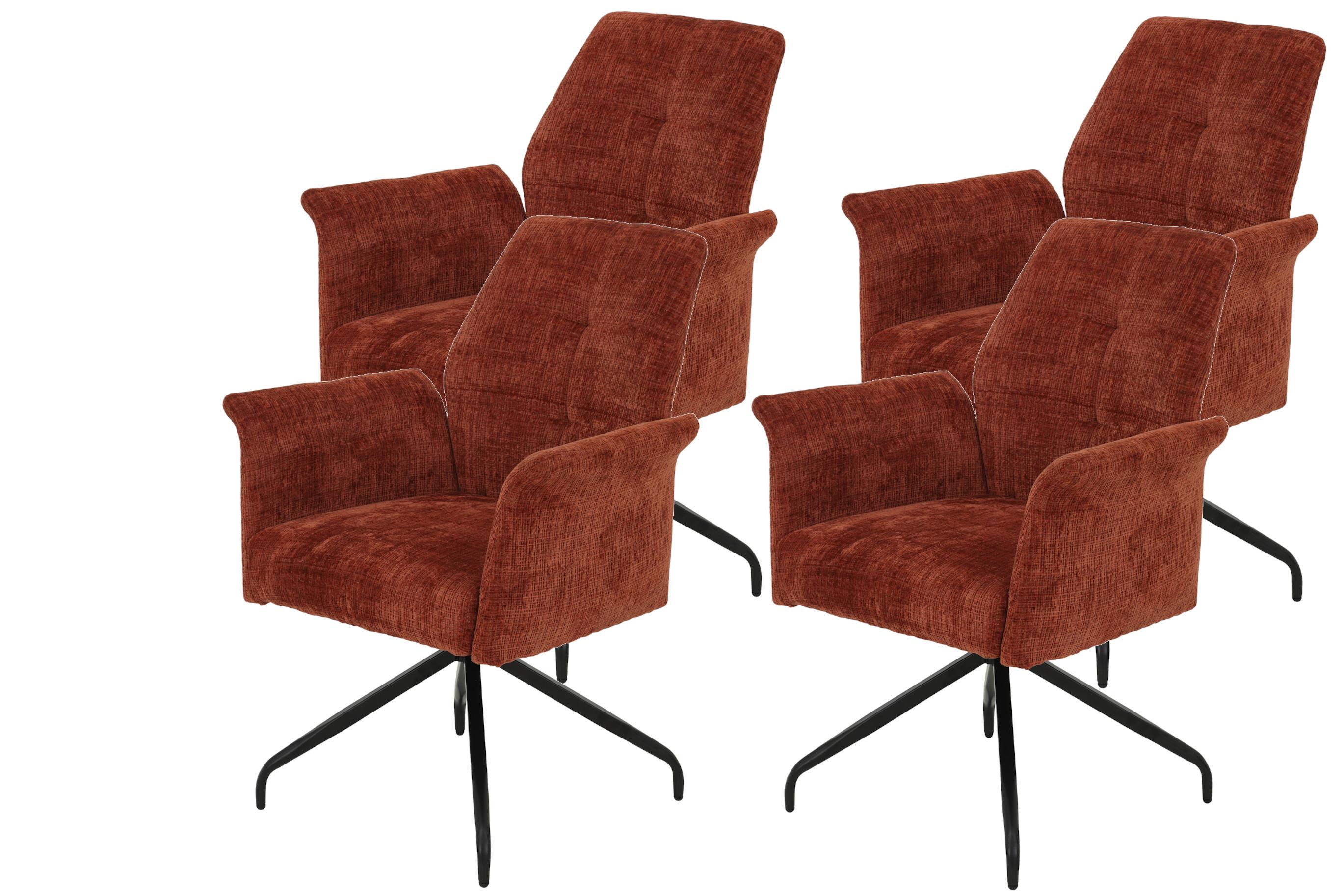 ARMLEHNSTUHL-SET VIKTORIA S 4ER-SET - Schwarz/Kupferfarben, MODERN, Textil/Metall (71/93/68cm) - P & B