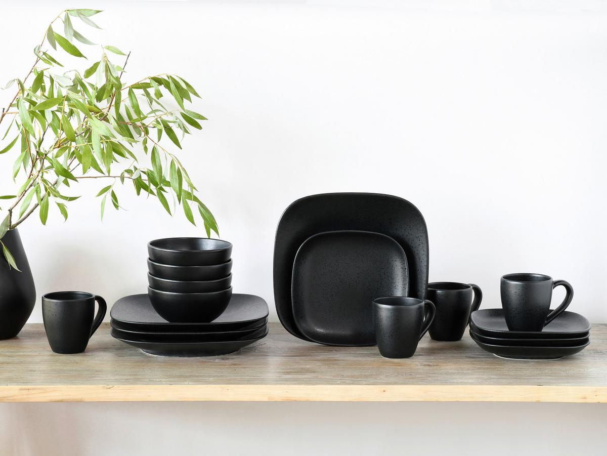 Kombinirani Servis Magic Black Square, 16-Delni - črna, Basics, keramika - Creatable