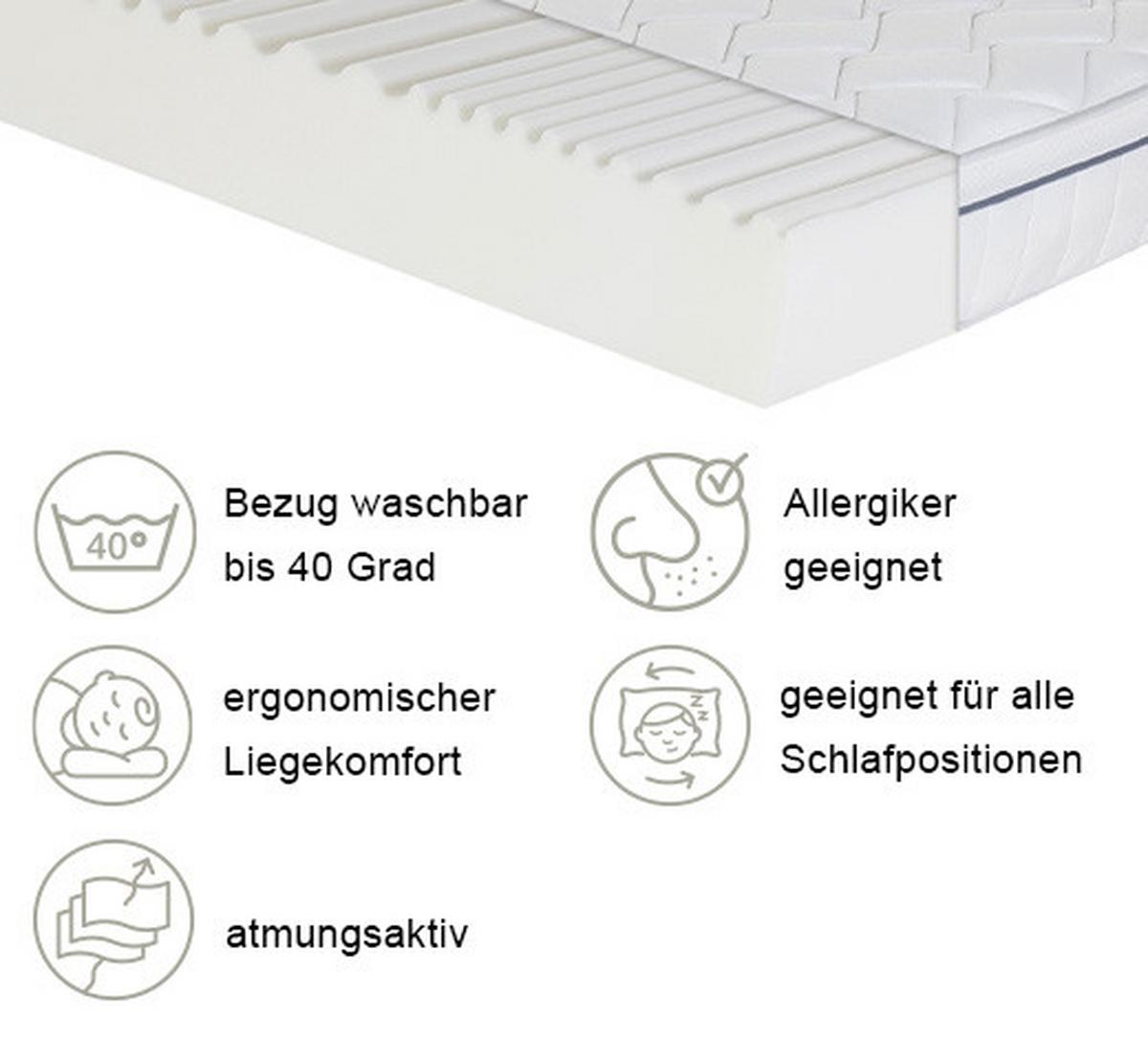 Kaltschaummatratze Air Wave H2/3 ca. 100x200cm - Weiß, Basics, Textil (100/200cm) - MID.YOU