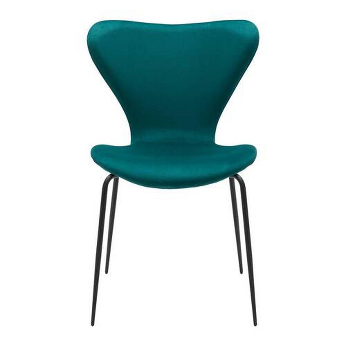 Stuhl Alicia Petrol Samt Gepolstert - Petrol/Schwarz, MODERN, Holz/Textil (53/82,5/53cm) - Bessagi Home