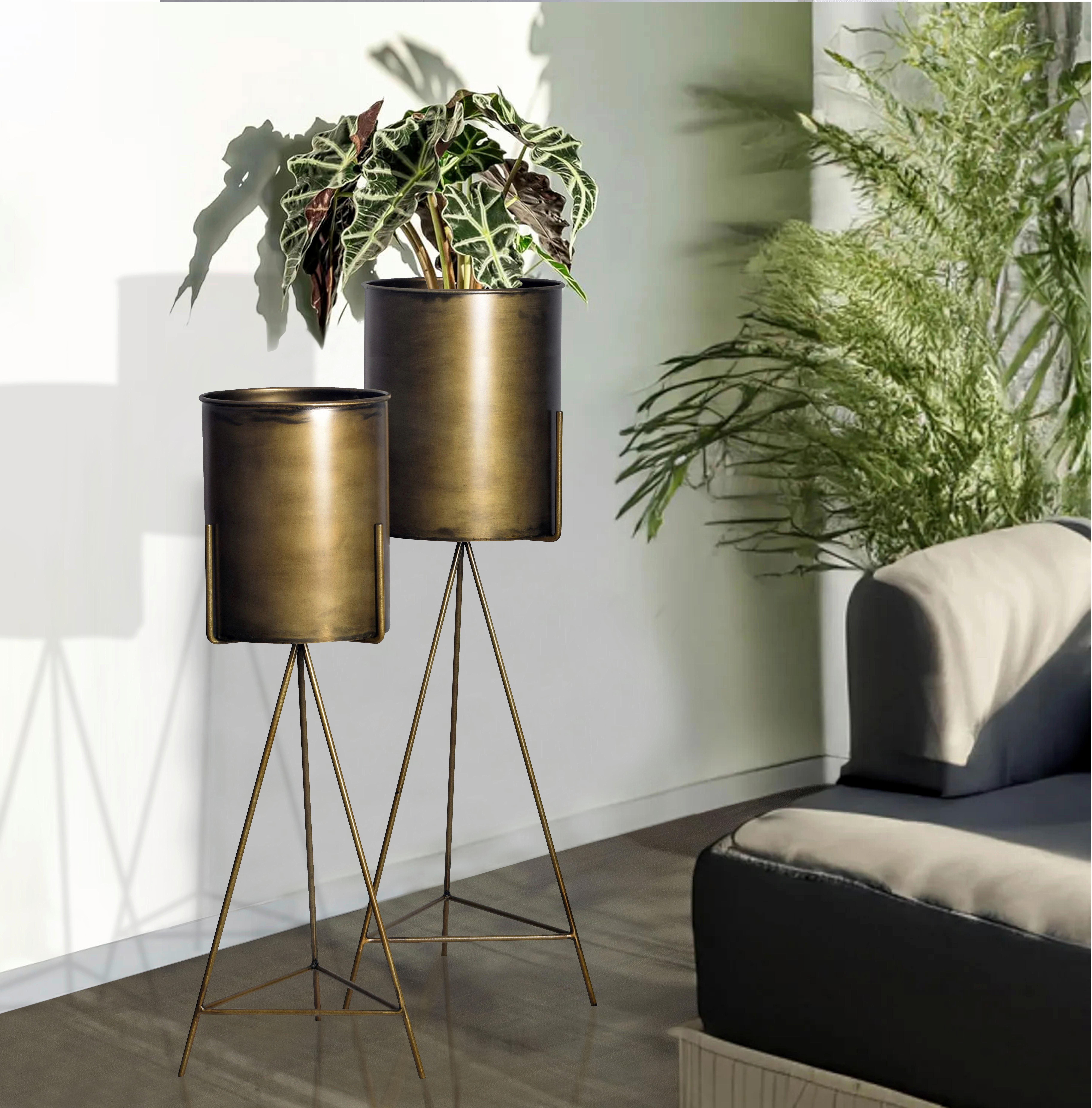 Set Dekorativnih Vaz Goldie, 2 Kos - zlate barve, Design, kovina (32/89/32cm) - Livetastic