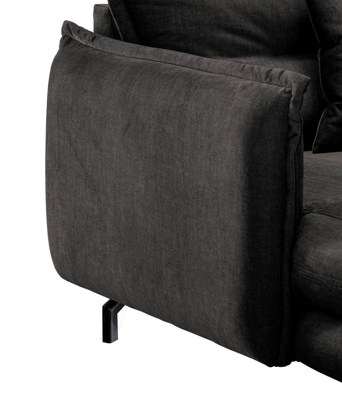 Relaxsessel Lava Anthrazit Velours - Anthrazit/Schwarz, MODERN, Textil/Metall (111/101/167cm) - Livetastic