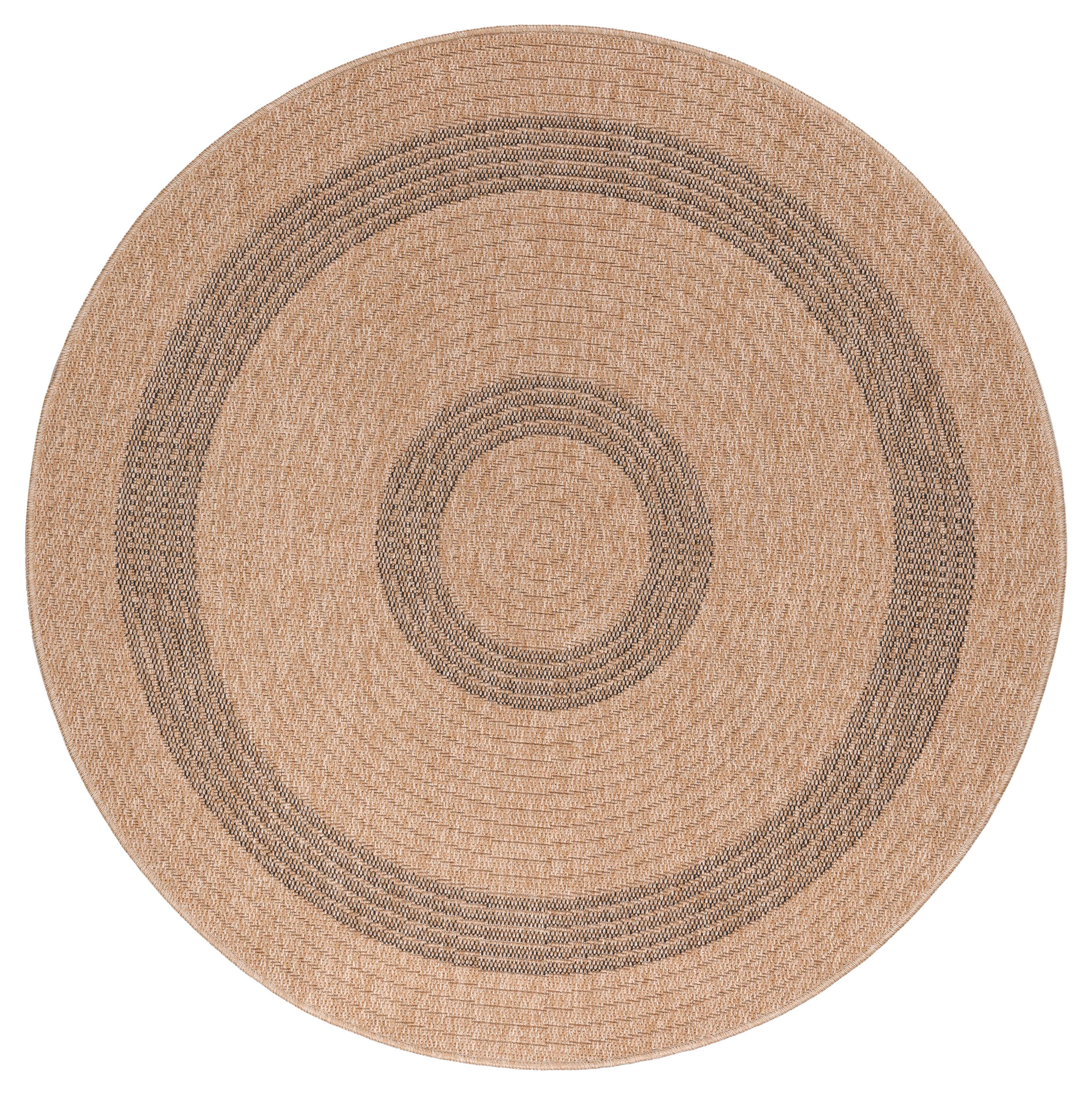 Outdoorteppich Comilla Beige/Schwarz Ø ca. 160cm - Beige/Schwarz, Basics, Textil (160/160cm) - Novel