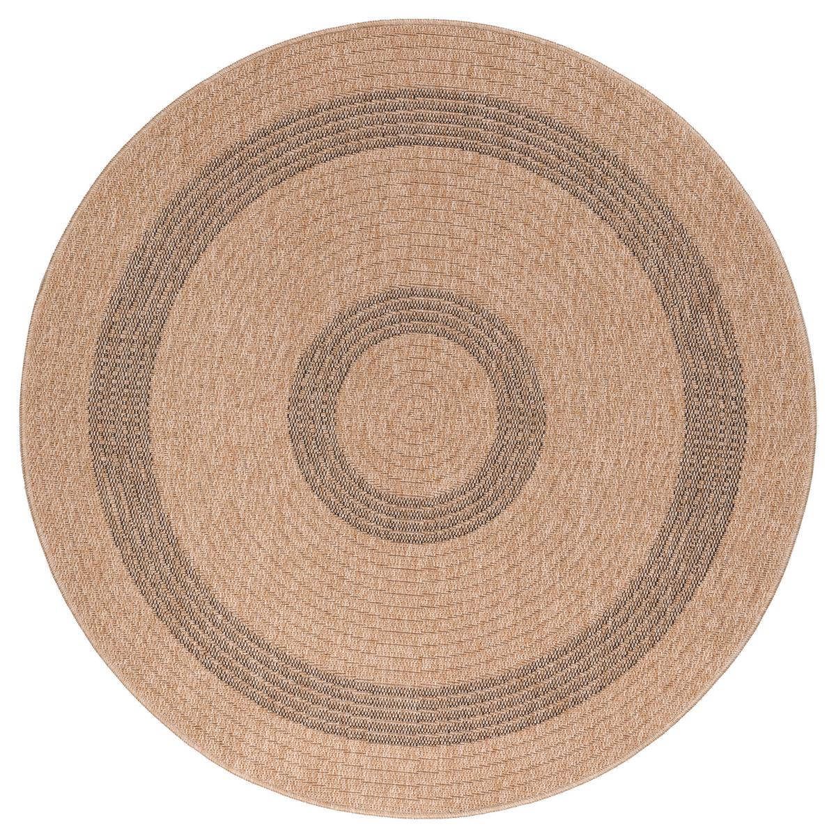 Zunanja Preproga Comilla, Ø 120cm, Bež - črna/bež, Basics, tekstil (120/120cm) - Novel