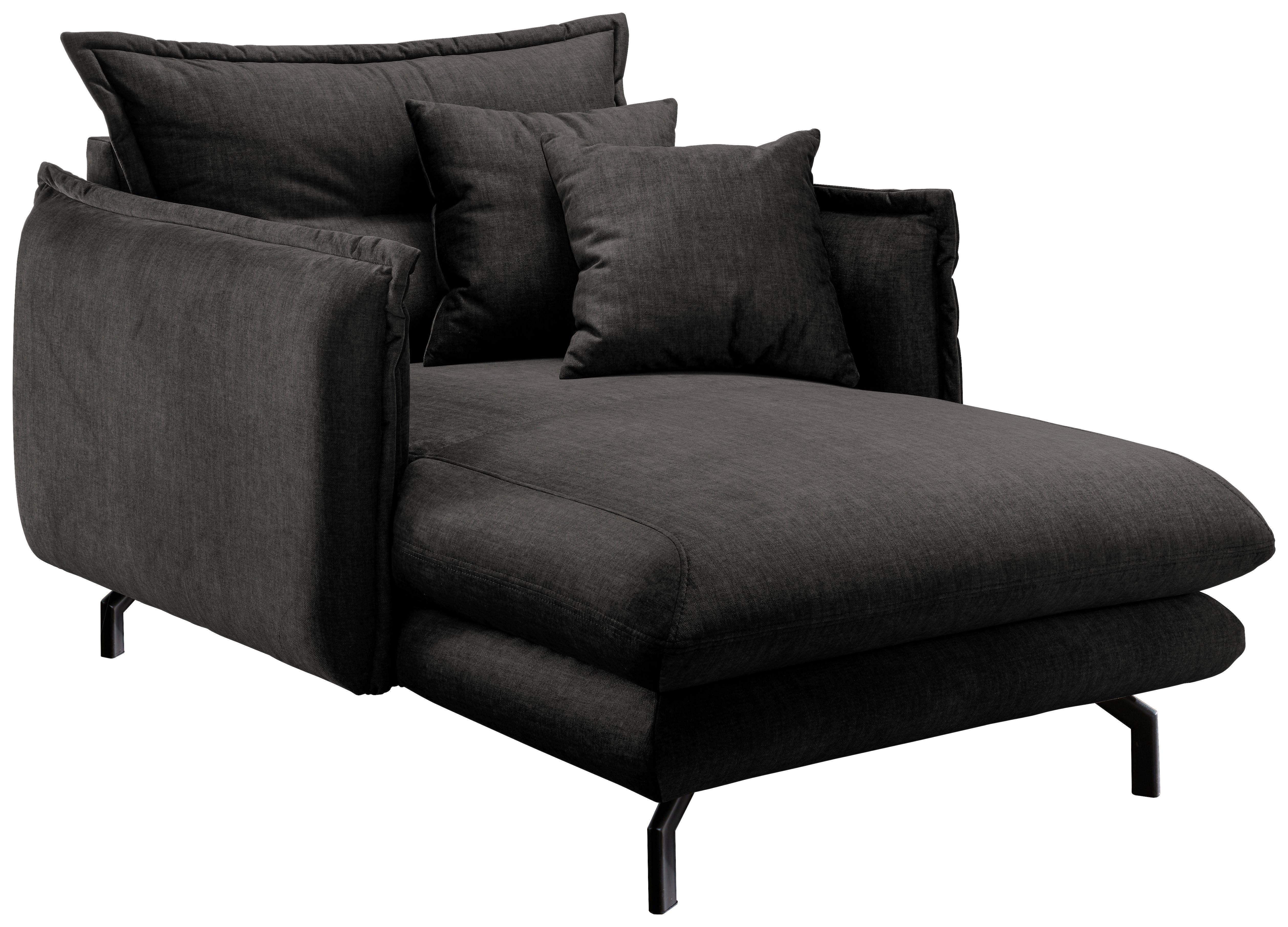 Relaxsessel Lava Anthrazit Velours - Anthrazit/Schwarz, MODERN, Textil/Metall (111/101/167cm) - Livetastic