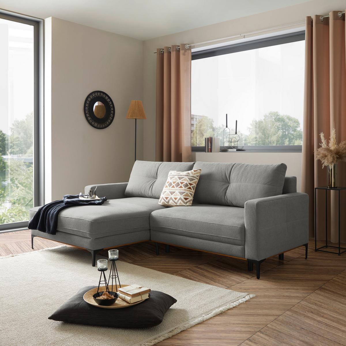 Kutna Garnitura Bergamo - svijetlo siva/crna, Moderno, tekstil/metal (162/238cm) - Mömax