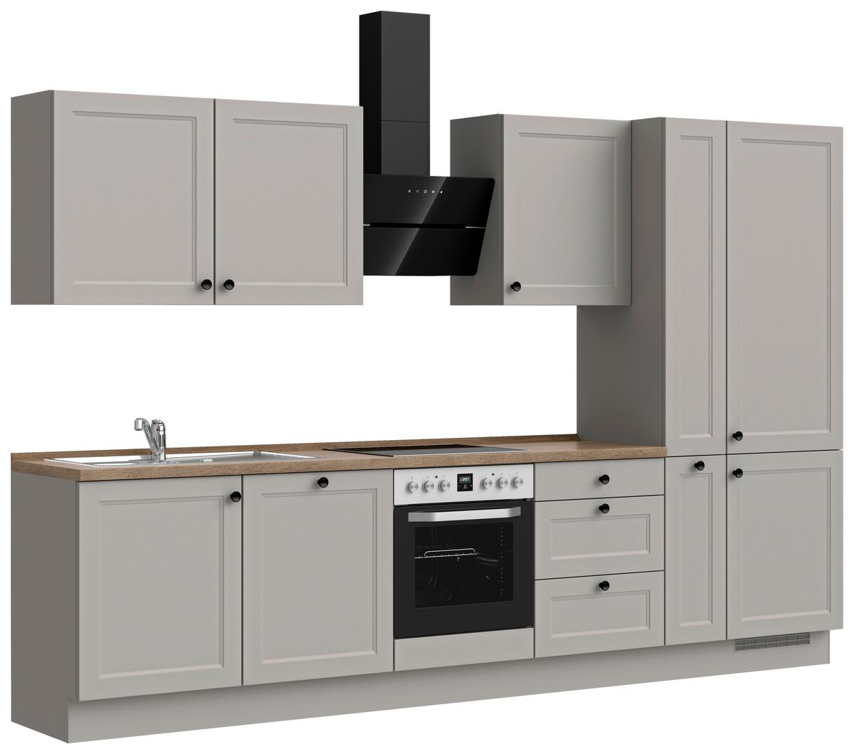 Küchenblock Cascada High m. Geräten Grau - Eiche dunkel/Schwarz, MODERN, Holzwerkstoff/Metall (330cm) - Nobilia