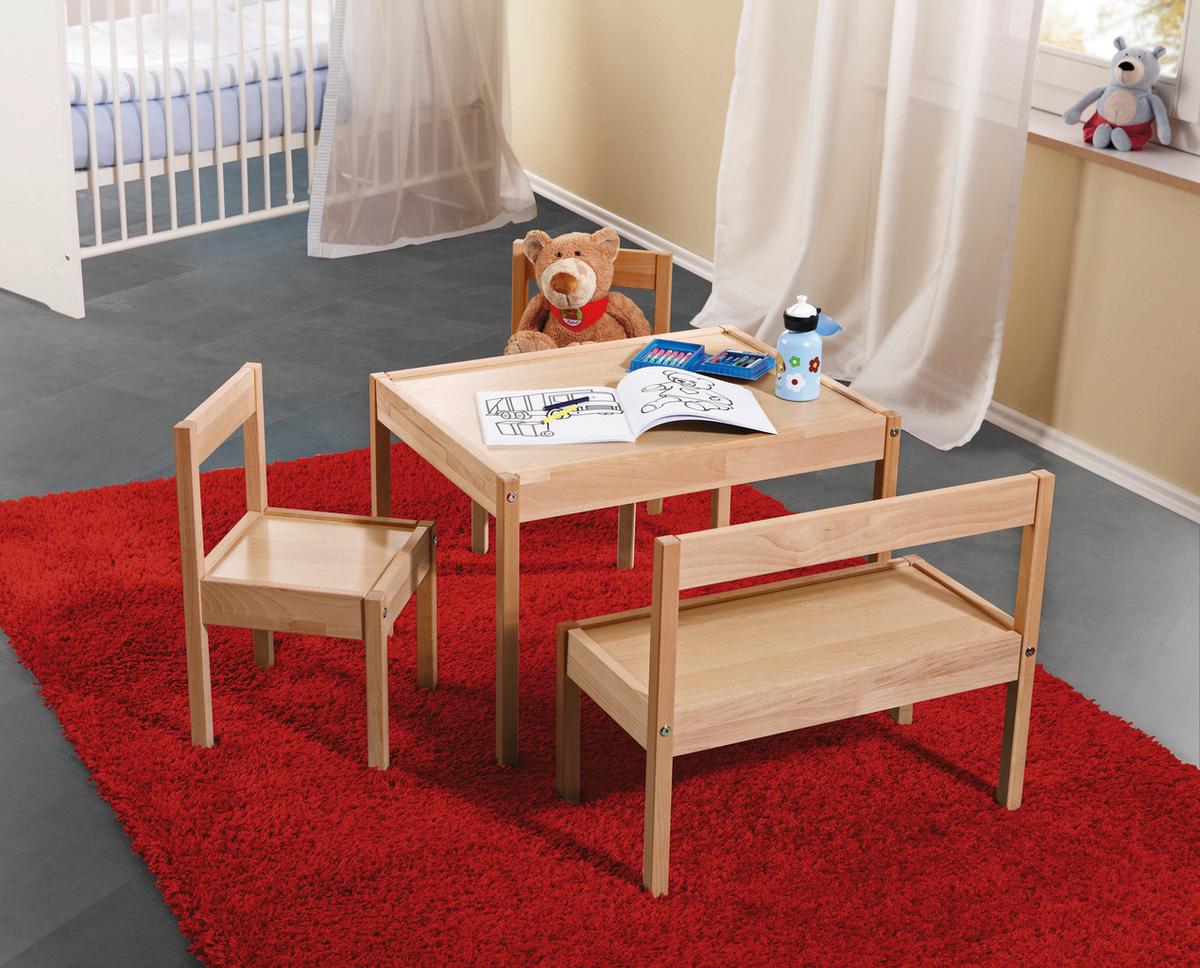 ZESTAW DO SIEDZENIA DLA DZIECI MAX - buk twardzielowy, Basics, drewno - My Baby Lou