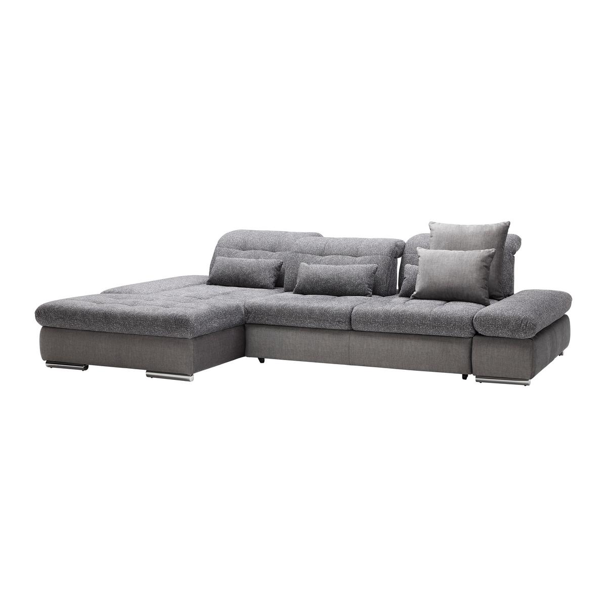 Wohnlandschaft Sanfino Graphitfarben/Grau - Chromfarben/Graphitfarben, KONVENTIONELL, Holz/Textil (199/79-96/305cm) - Premium Living