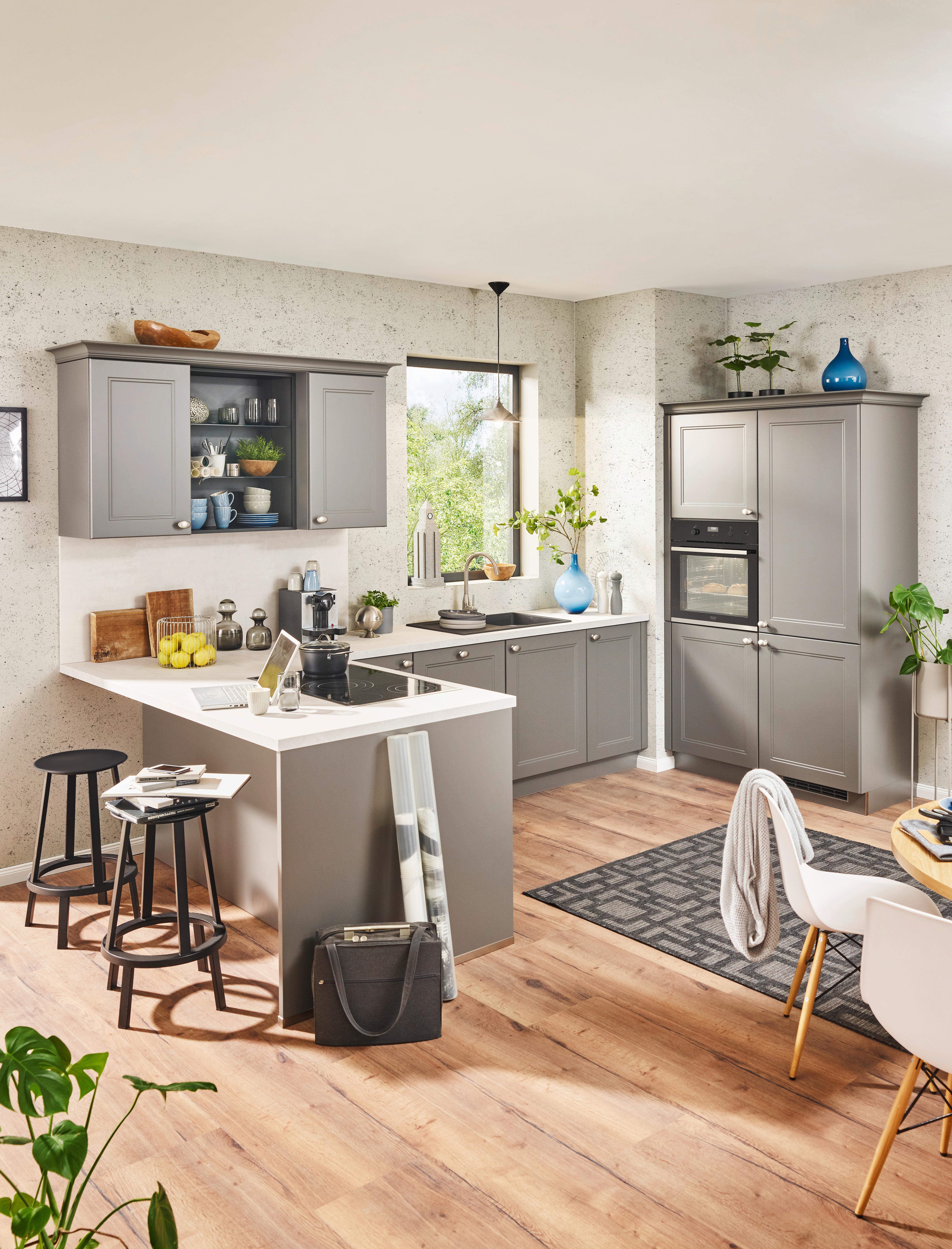 Einbauküche Windsor Lack in Grau - Grau, MODERN, Holzwerkstoff - Nolte Küchen