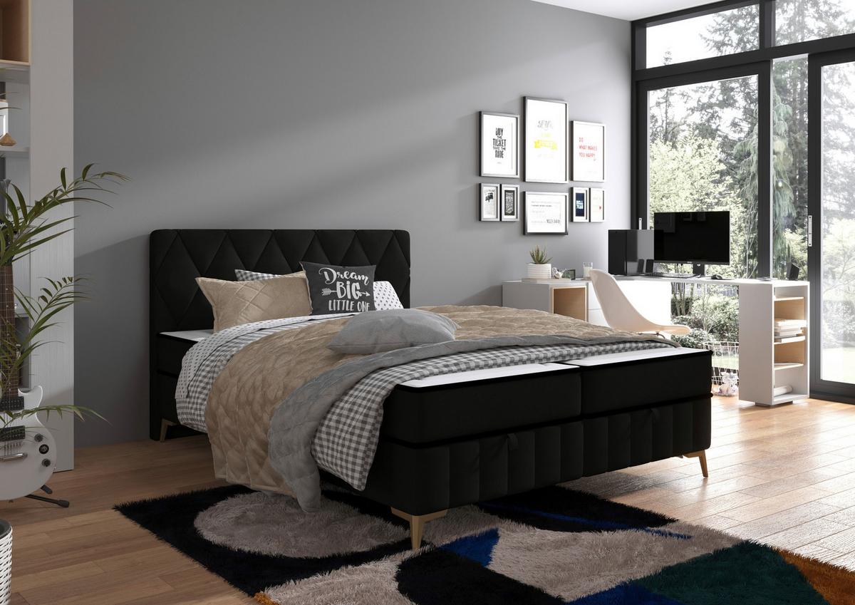 PAT BOX SILLA - negru, Modern, lemn/textil (160/200cm)