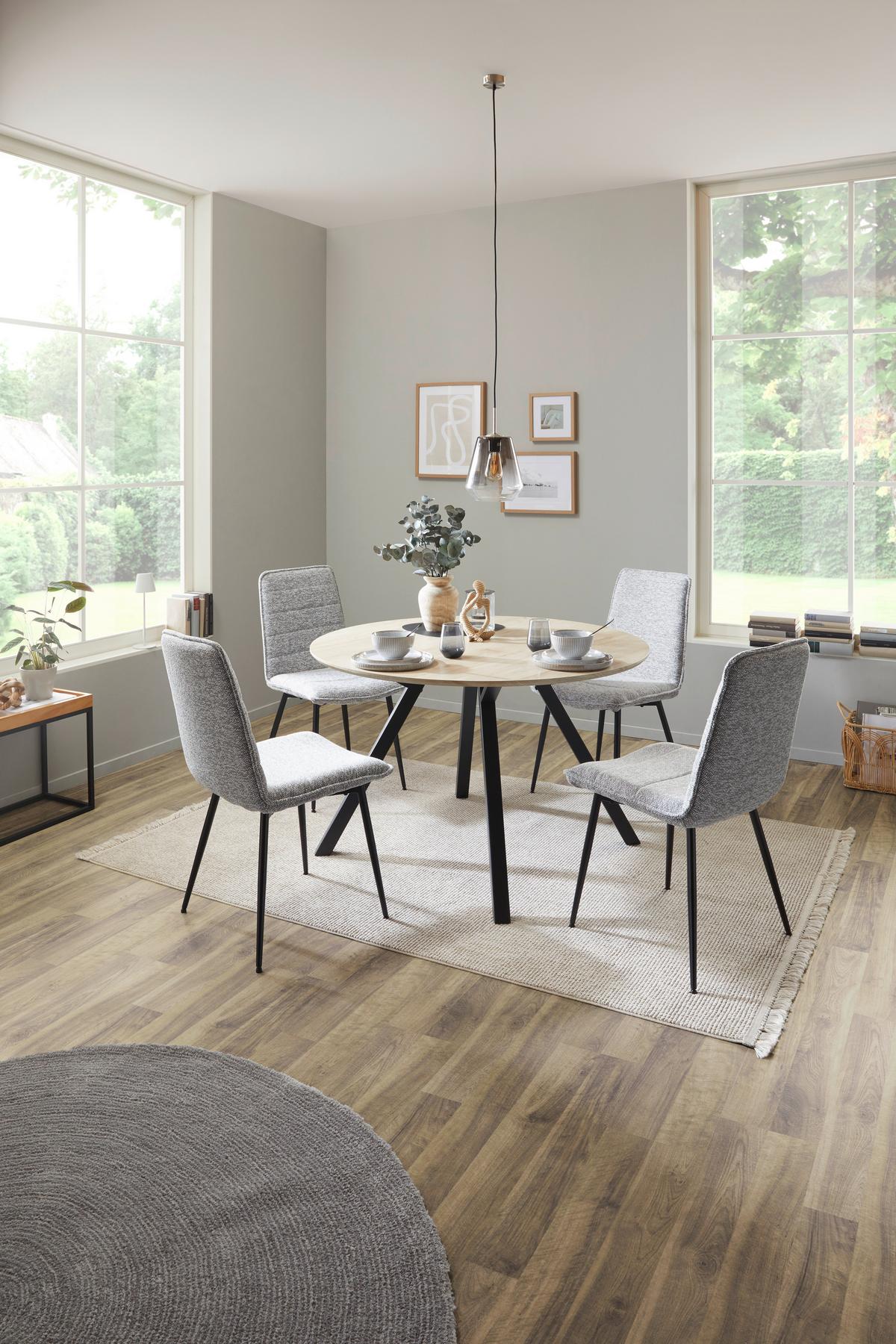Masa ARNO 120 - culoare natur/negru, Konventionell, metal/material pe bază de lemn (120/76/120cm)