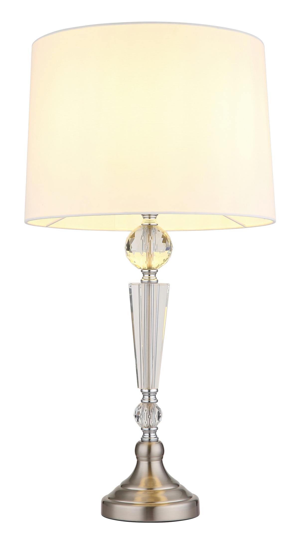 TISCHLEUCHTE 24146W - Klar/Weiss, Konventionell, Glas/Textil (35/66cm) - Globo