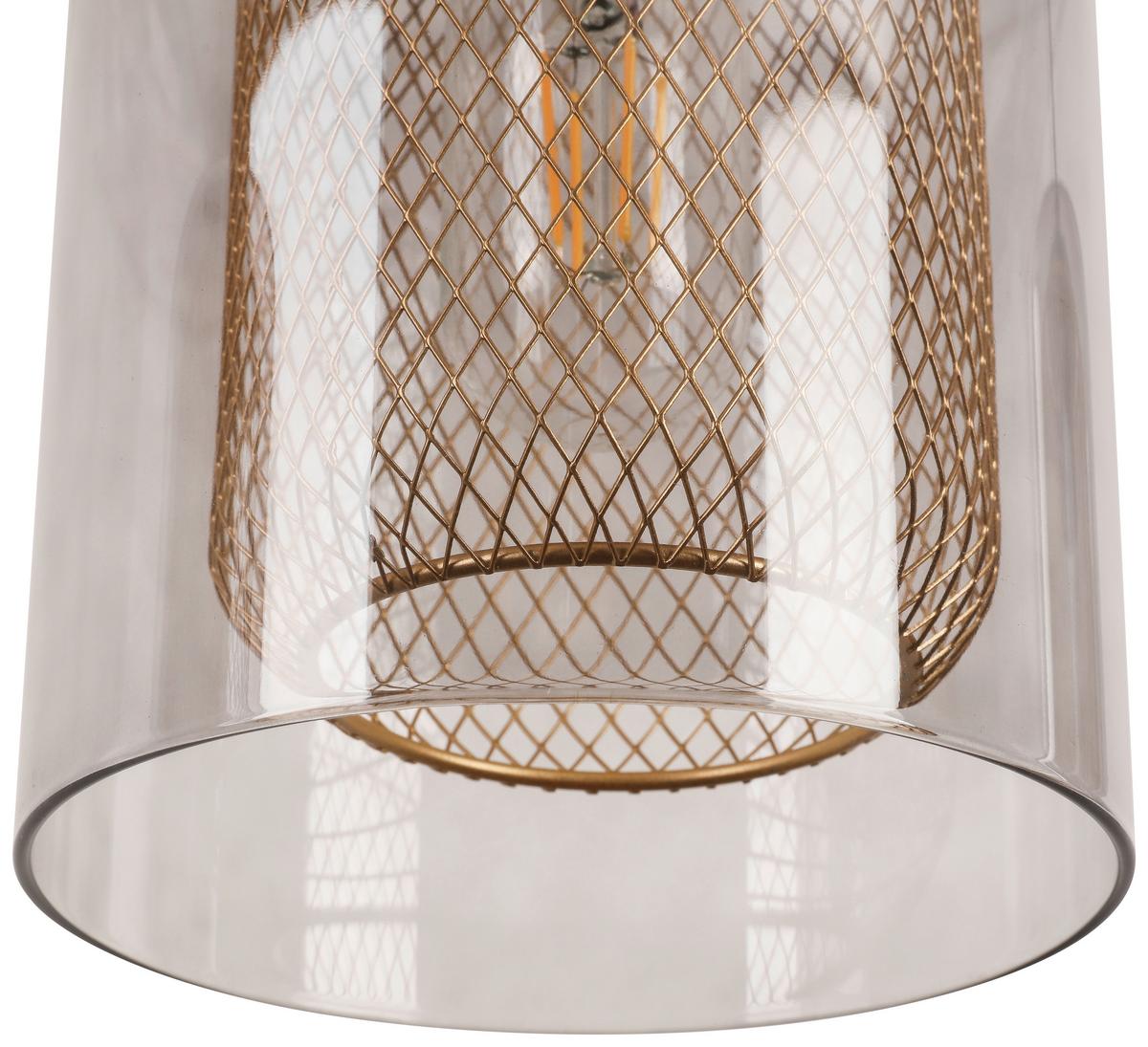 Hängeleuchte Jirmi max. 25 Watt - Goldfarben/Schwarz, MODERN, Glas/Metall (81/15,5/120cm) - Premium Living