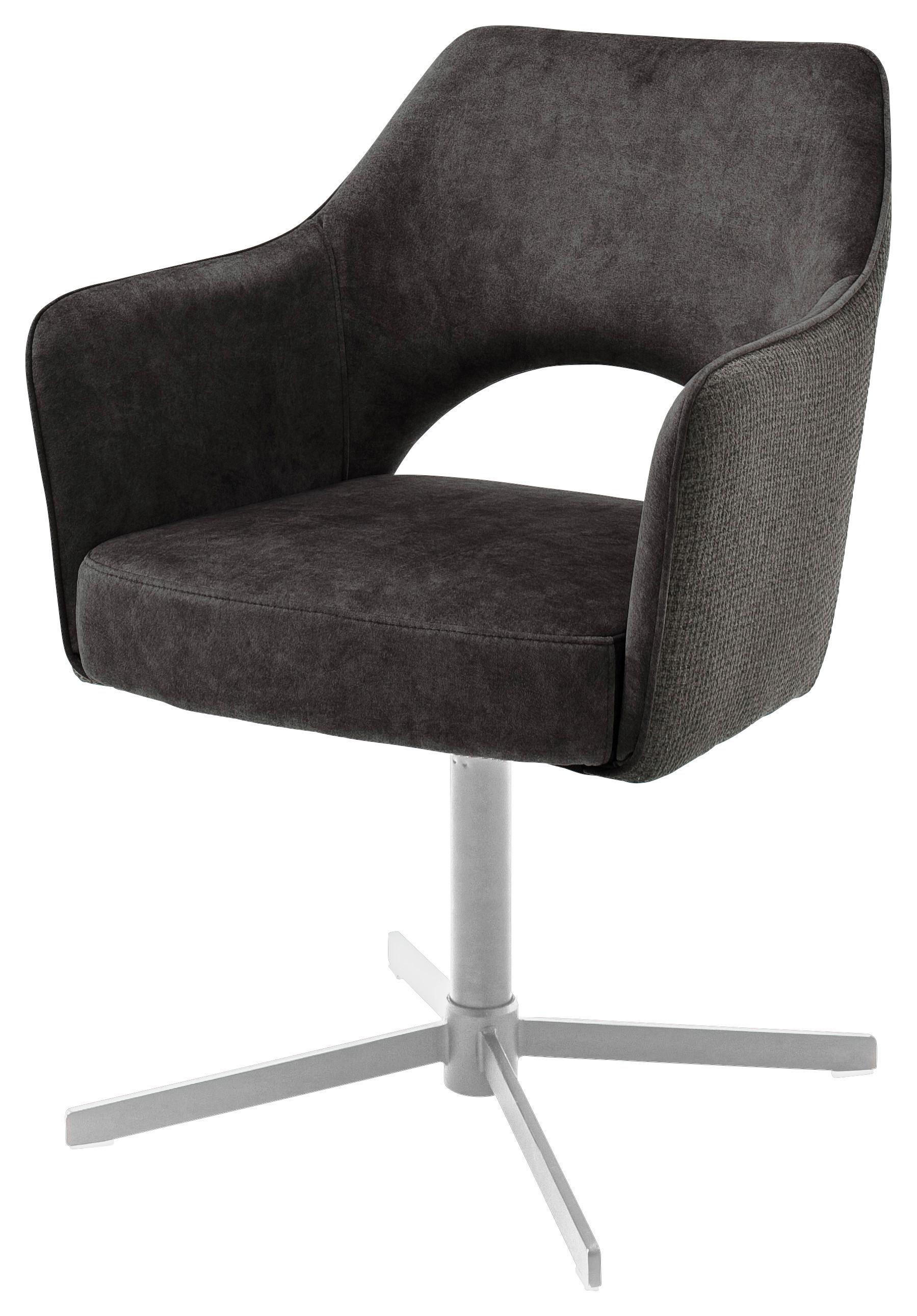 STOL MED ARMSTÖD VALLETTA - kromfärg/antracit, Klassisk, metall/textil (61/85/60cm) - Premium Living