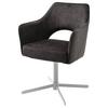 STOL MED ARMSTÖD VALLETTA - kromfärg/antracit, Klassisk, metall/textil (61/85/60cm) - Premium Living