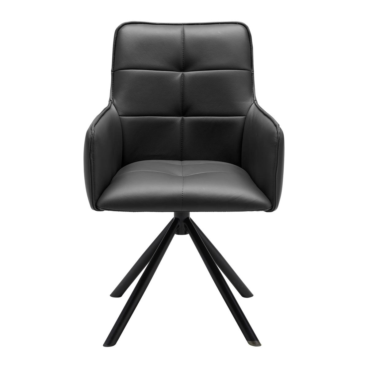 Scaun cu brate VINCENT - negru, Modern, metal/piele (58/87/63cm) - Premium Living