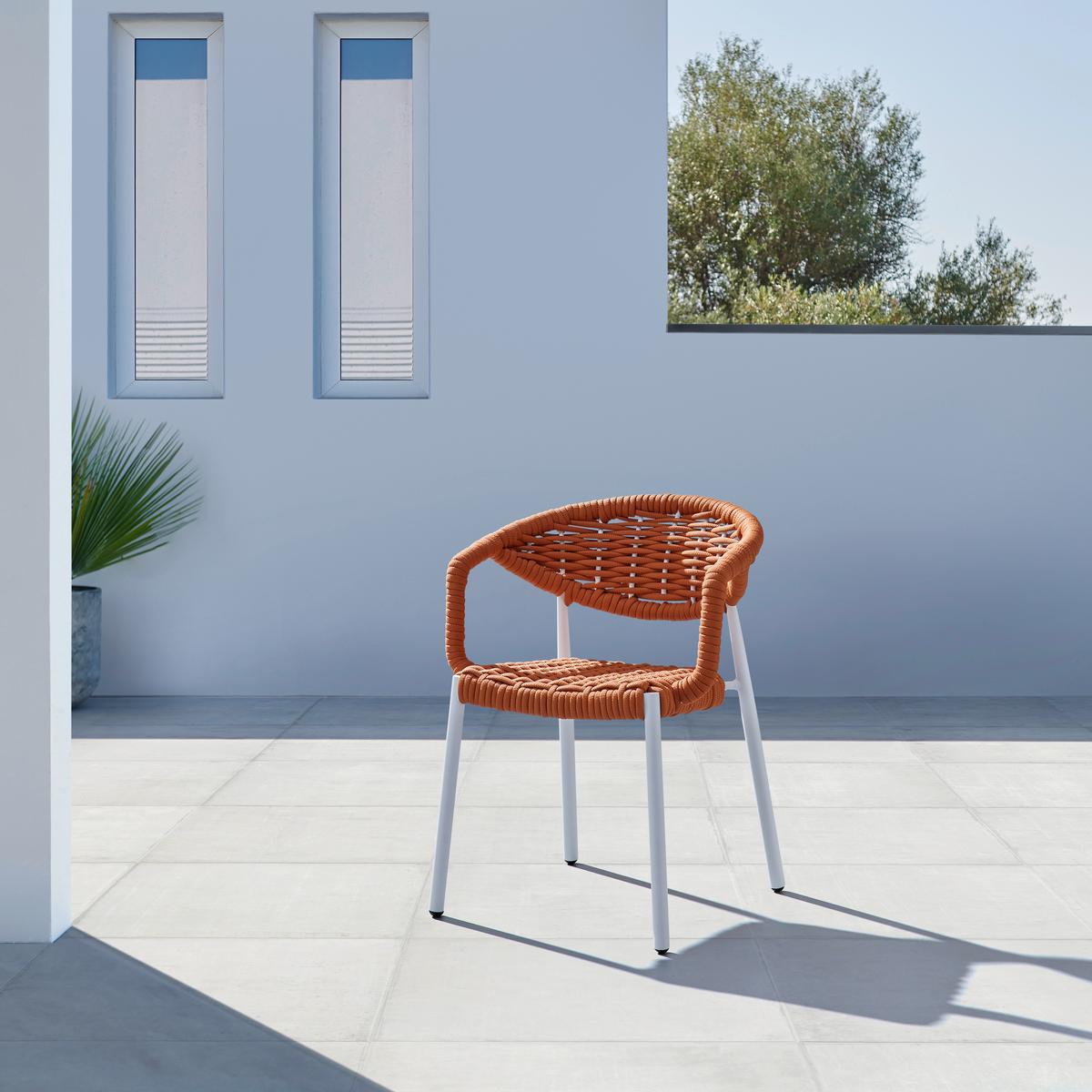 Gartensessel Antonia Orange/ Weiß Aluminium/Textil - Orange/Weiß, MODERN, Textil/Metall (58/76/59cm) - Bessagi Garden
