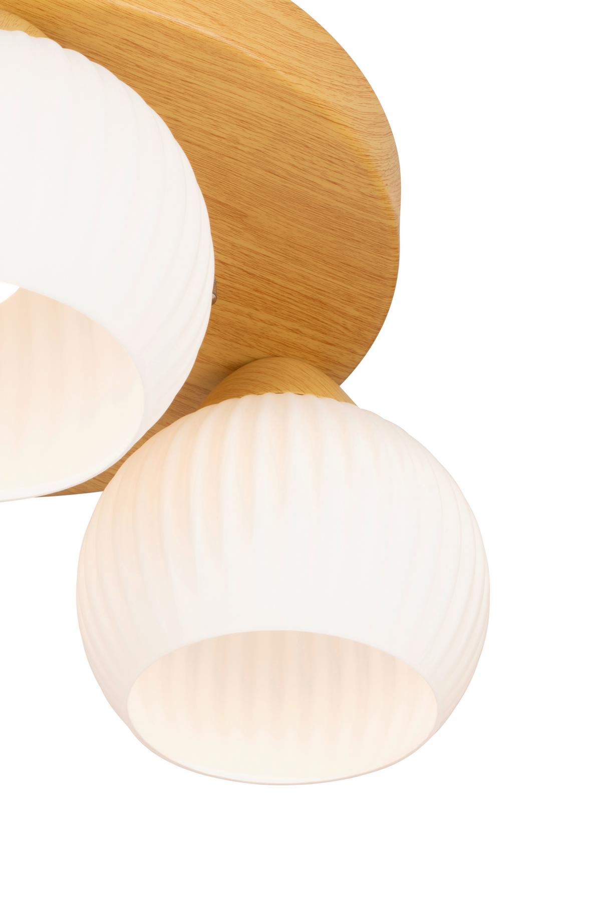 LAMPA SUFITOWA LUZERN - kolor dębowy/biały, Trend, metal/szkło (40/18cm) - Novel