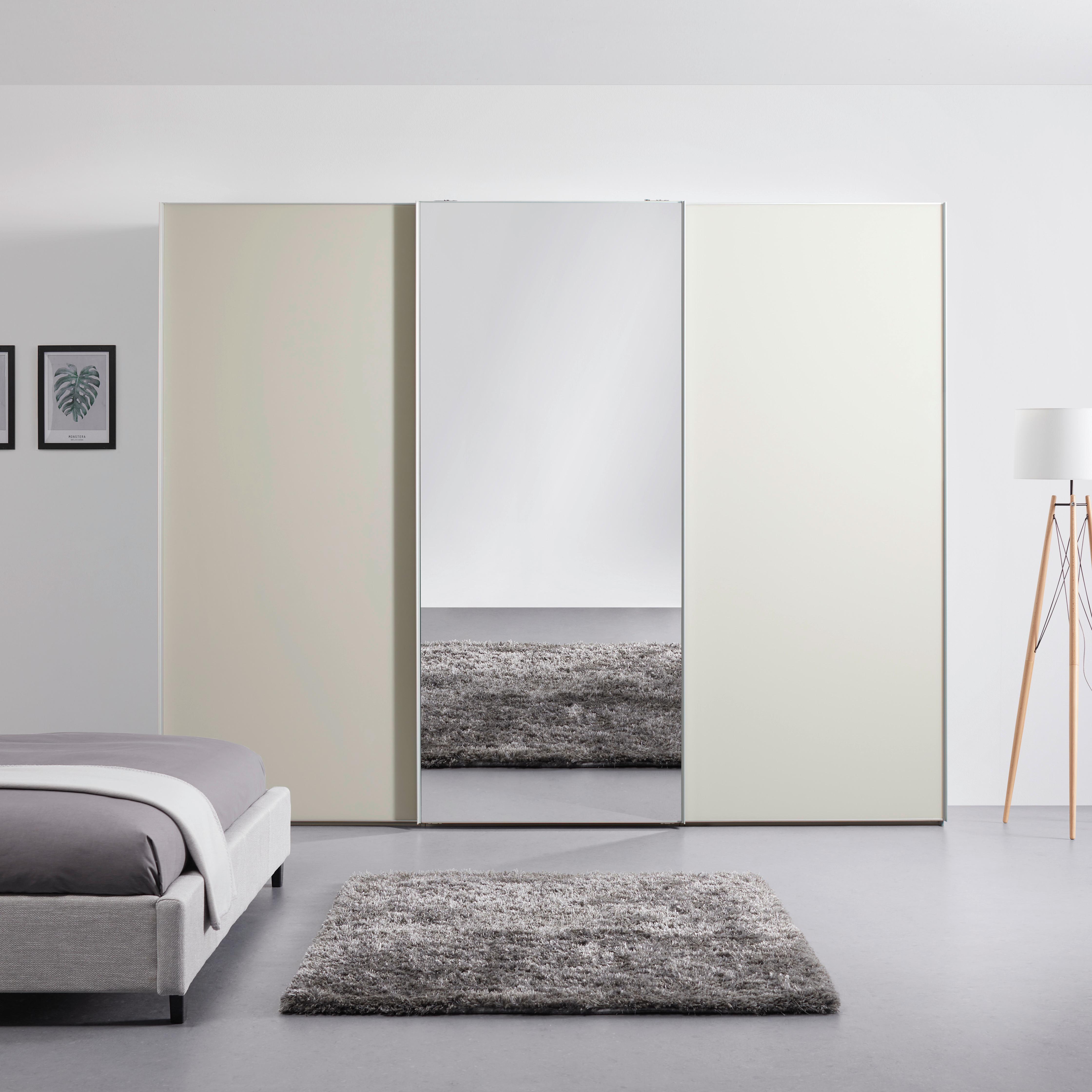 Schwebetürenschrank Sonate Rom Hellgrau/Sandfarben - Sandfarben/Hellgrau, MODERN, Glas/Holzwerkstoff (249/222/68cm) - Premium Living