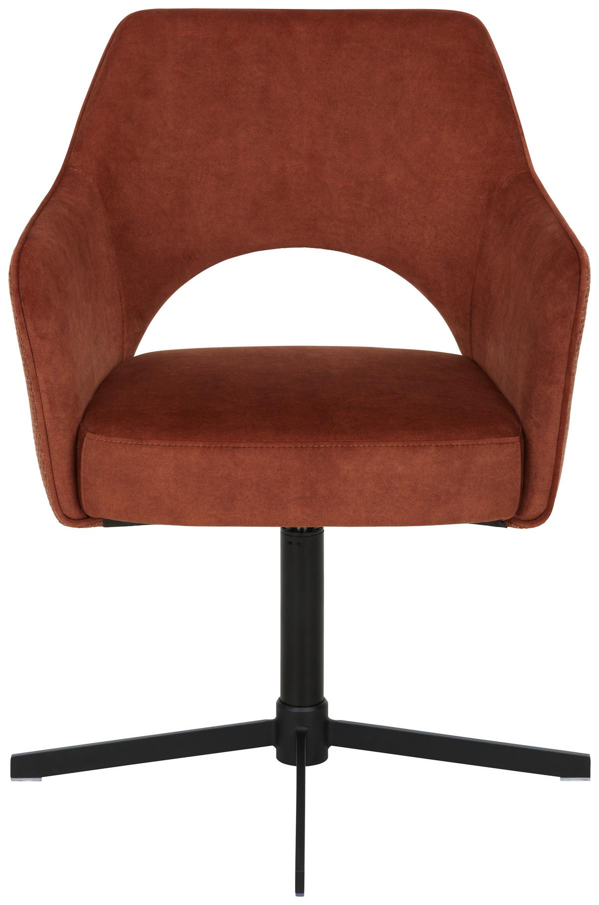 Armlehnstuhl Valletta in Rostfarben - Rostfarben/Schwarz, KONVENTIONELL, Textil/Metall (61/85/60cm) - Premium Living