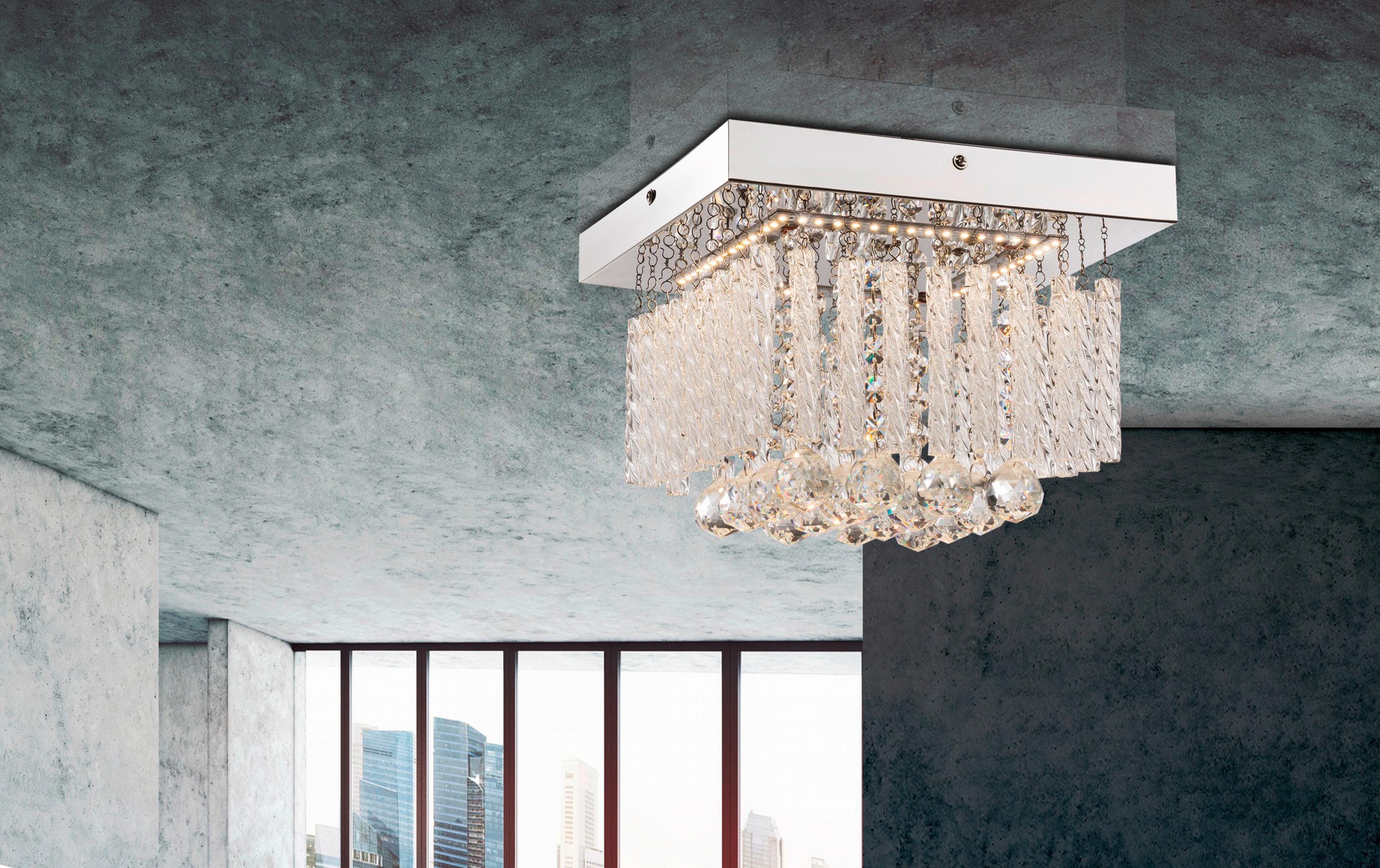LED-Deckenleuchte Mathilda Klar max. 12 Watt - Design, Glas/Metall (25/25/15cm) - Globo