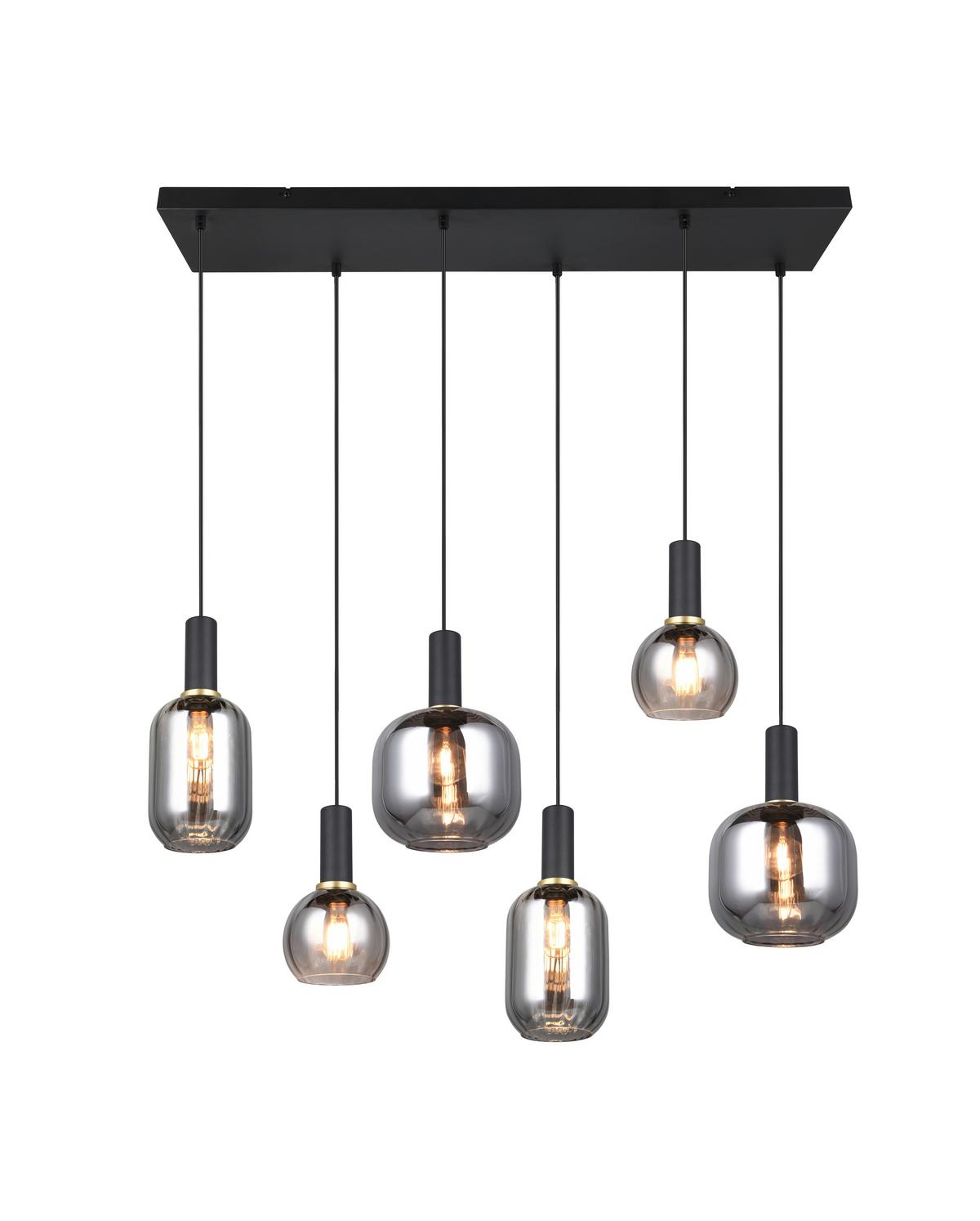 LAMPA WISZĄCA 319800632 DIVA - czarny/kolor chromowy, Basics, metal/szkło (92/35/150cm) - Trio Leuchten