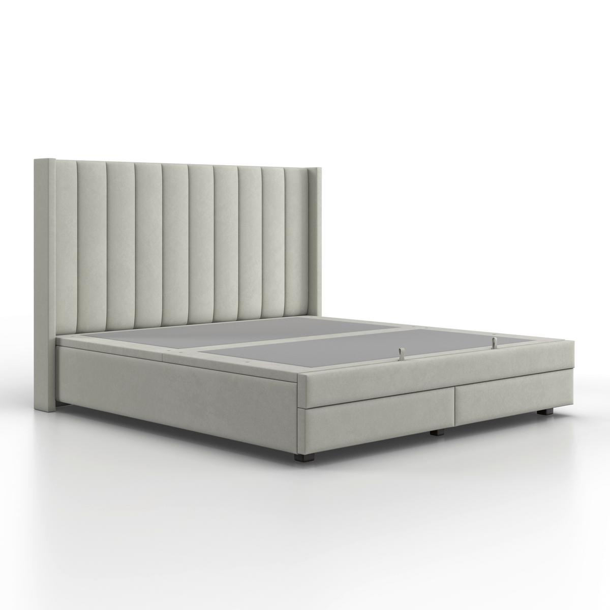 Polsterbett Maya ca. 180x200 cm Hellgrau - Dunkelbraun/Hellgrau, Modern, Holz/Textil (180/200cm) - Bessagi Home