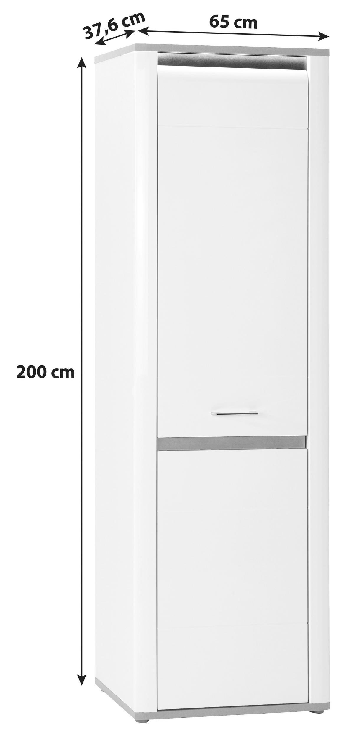 Garderobni Ormar Alassio - bijela/boje kroma, Moderno, drvni materijal/metal (65/200/37,6cm) - Modern Living