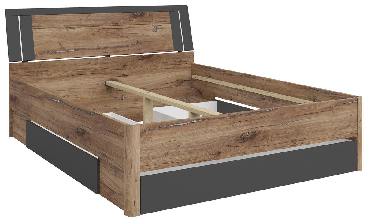 PAT SATURN 160 - culoare lemn stejar/stejar închis la culoare, Konventionell, material pe bază de lemn (160/200cm)