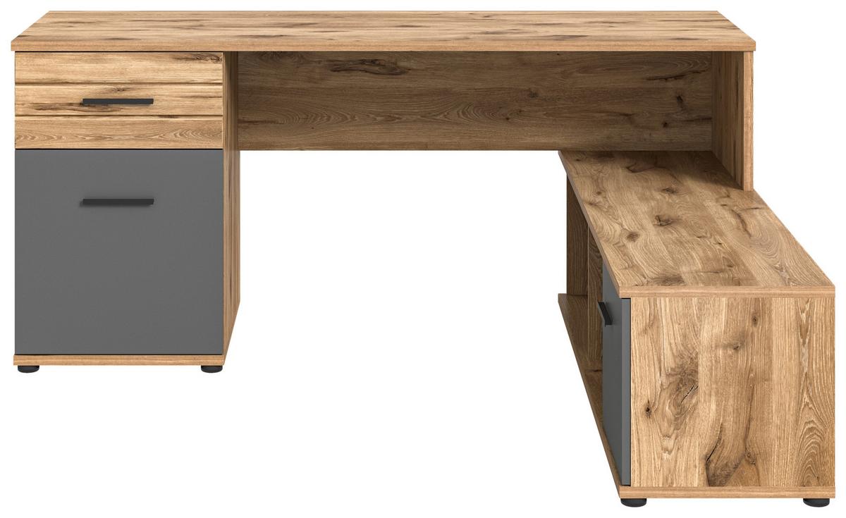 Eckschreibtisch Mason ca. 170x151 cm Eiche Grau - Holzwerkstoff/Kunststoff (170/151/76cm) - MID.YOU