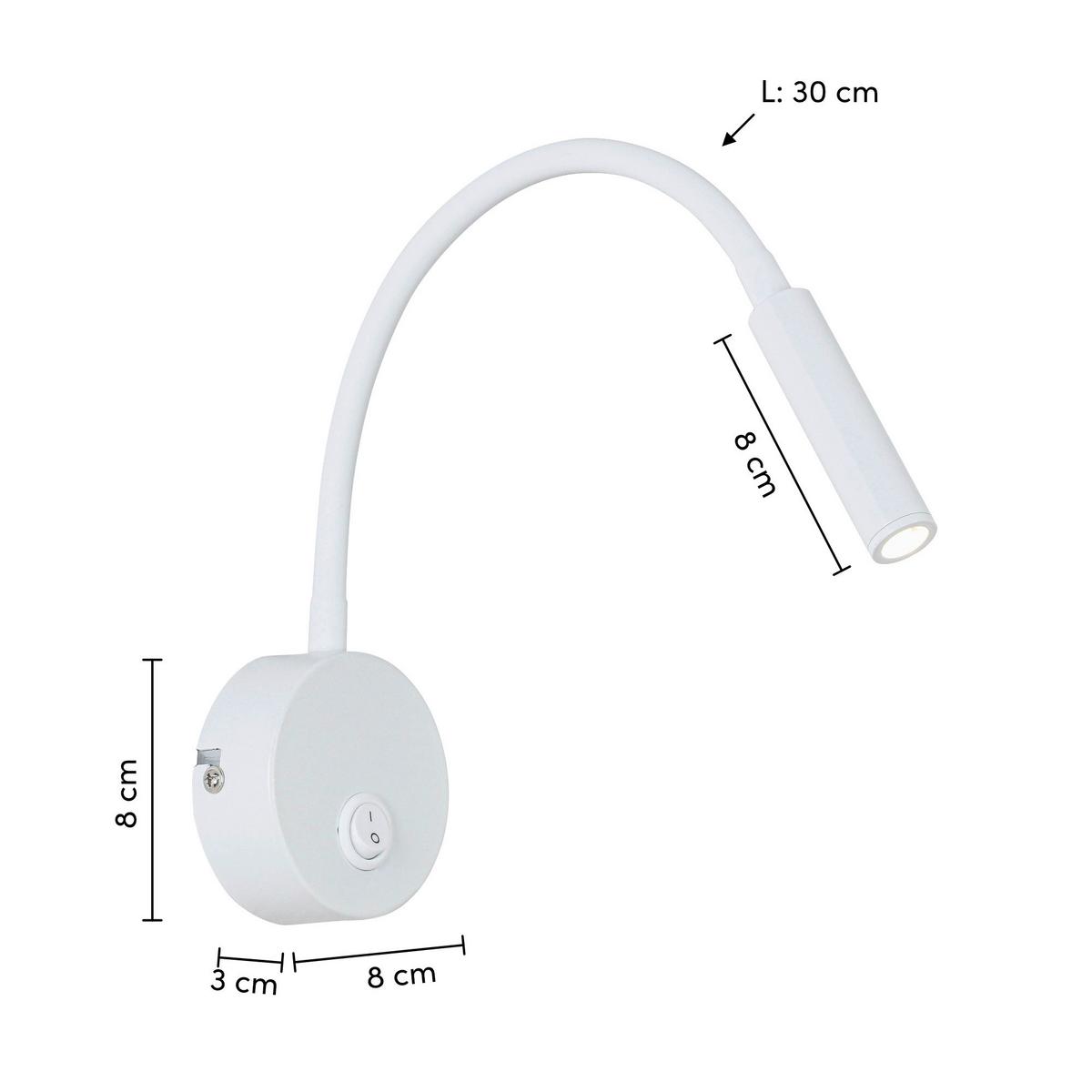 Led Svjetiljka Zidna Huoim - bijela, Konvencionalno, metal/plastika (3/8/46cm) - Mömax