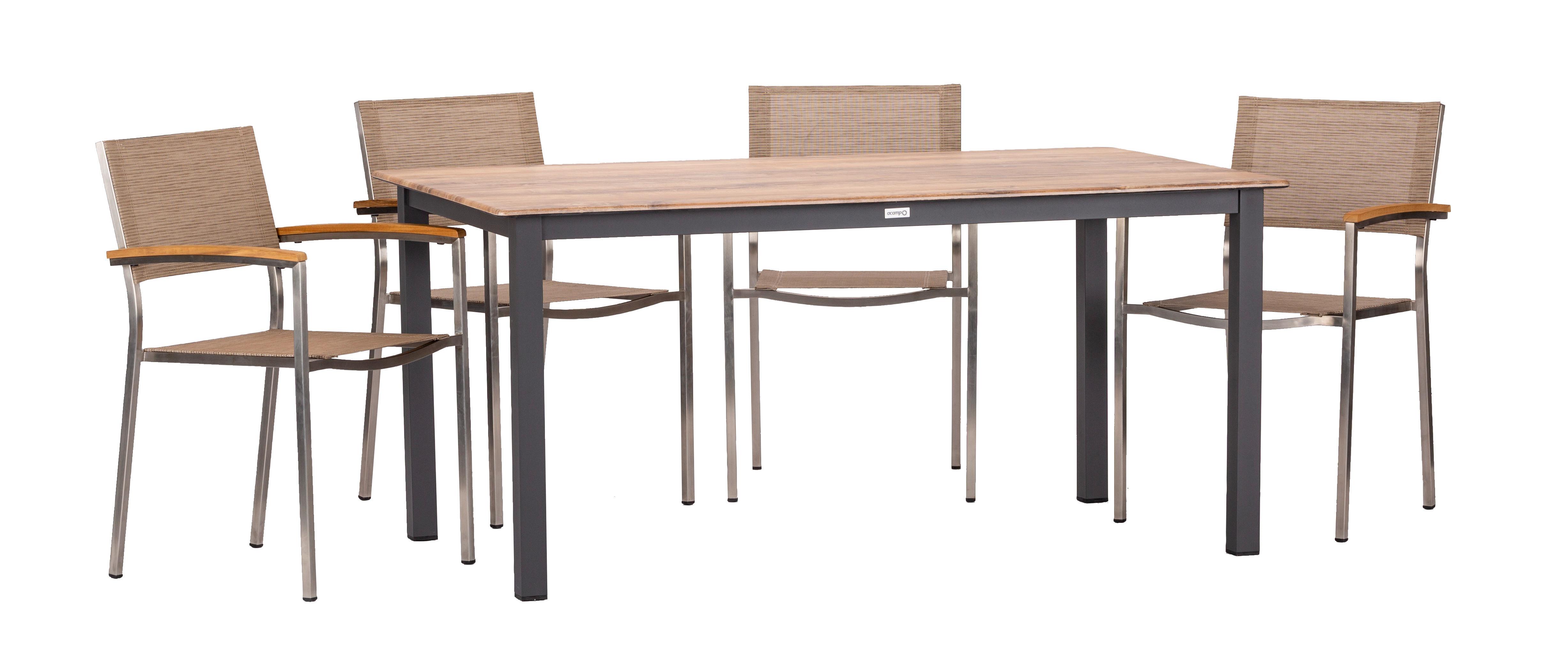 Vrtna Garnitura Skye - barva tikovine/antracit, Basics, kovina/tekstil (160/72/90cm) - Gardenson