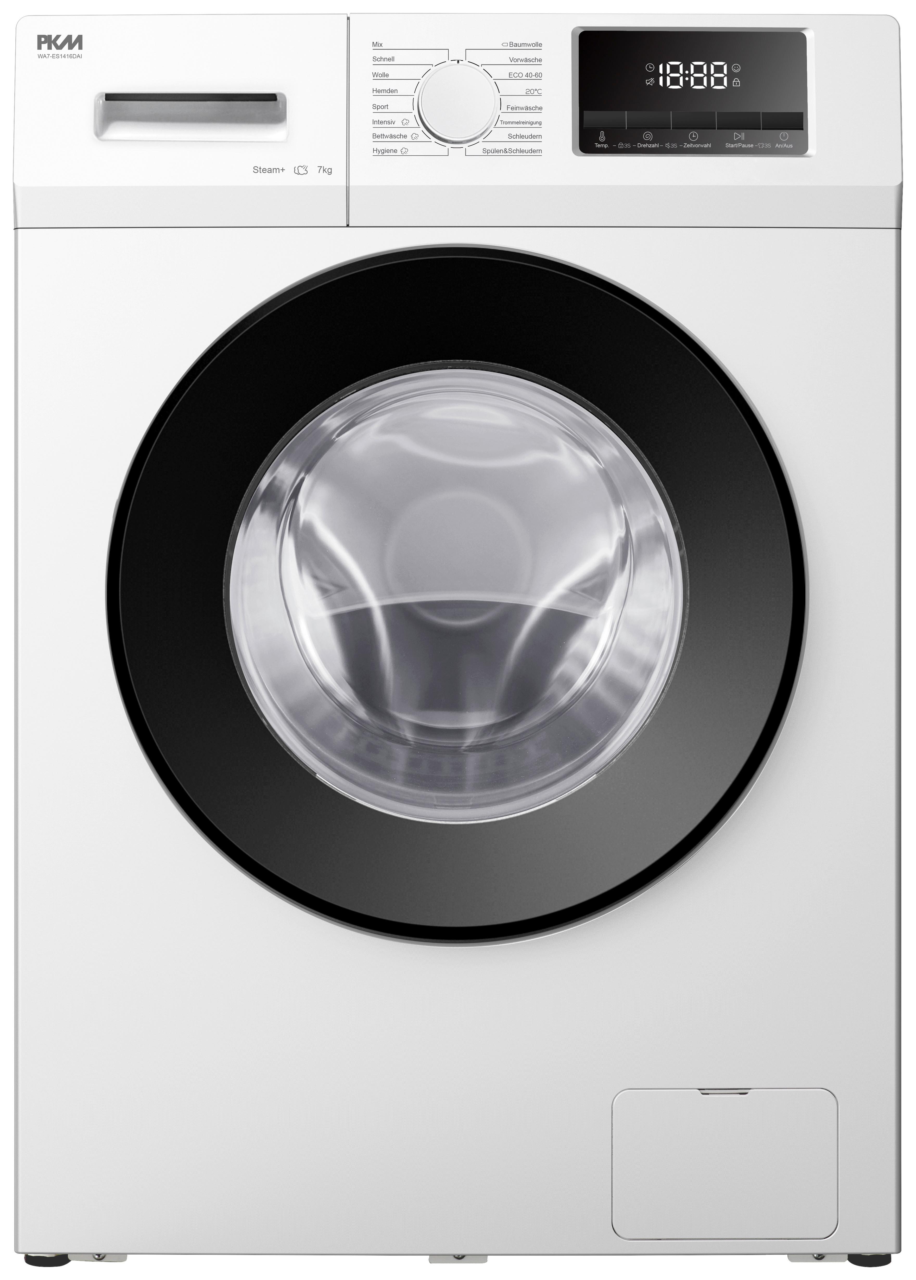 Waschmaschine WA7-ES1416DAI Weiß - Weiß, Trend, Glas/Kunststoff (59,5/85/49,5cm) - PKM