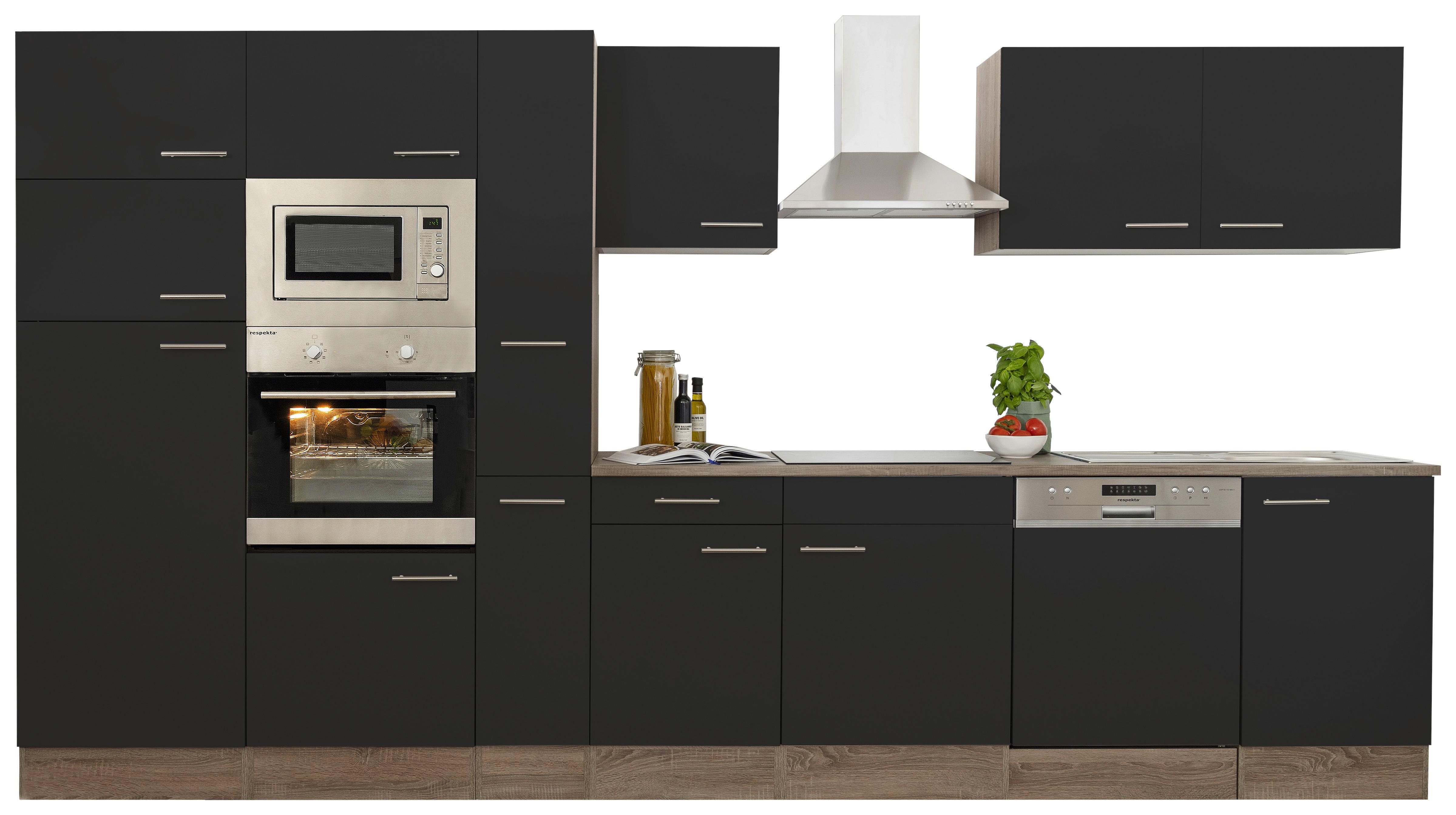Küchenleerblock LBKB370EYSMIGKE - Edelstahlfarben/Eichefarben, Basics, Holzwerkstoff/Metall (370cm) - Respekta