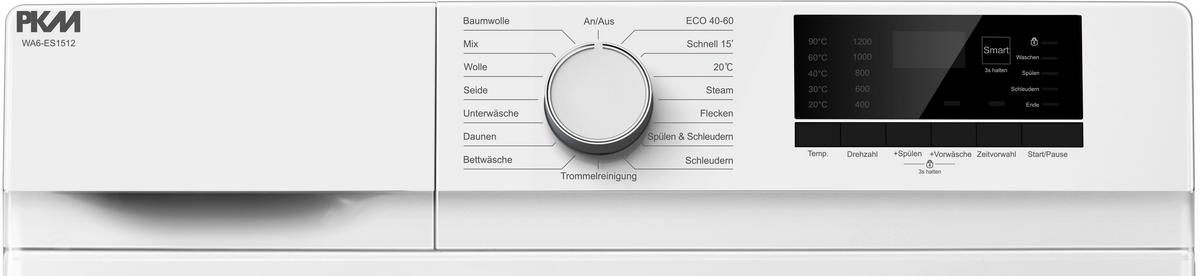 Waschmaschine WA6-ES1512 Weiß - Weiß, Basics, Kunststoff (60/84/45cm) - PKM