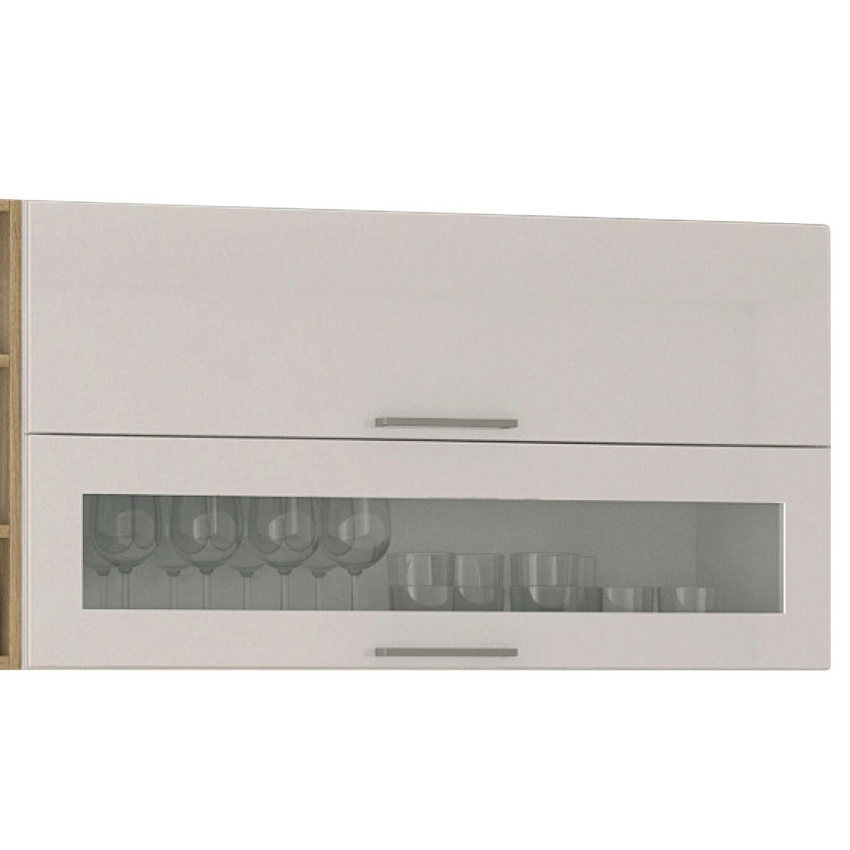Küchenblock in Weiss inkl. E-Geräte 'Mailand' - Chromfarben/Weiß Hochglanz, MODERN, Holzwerkstoff/Metall (340cm) - Held