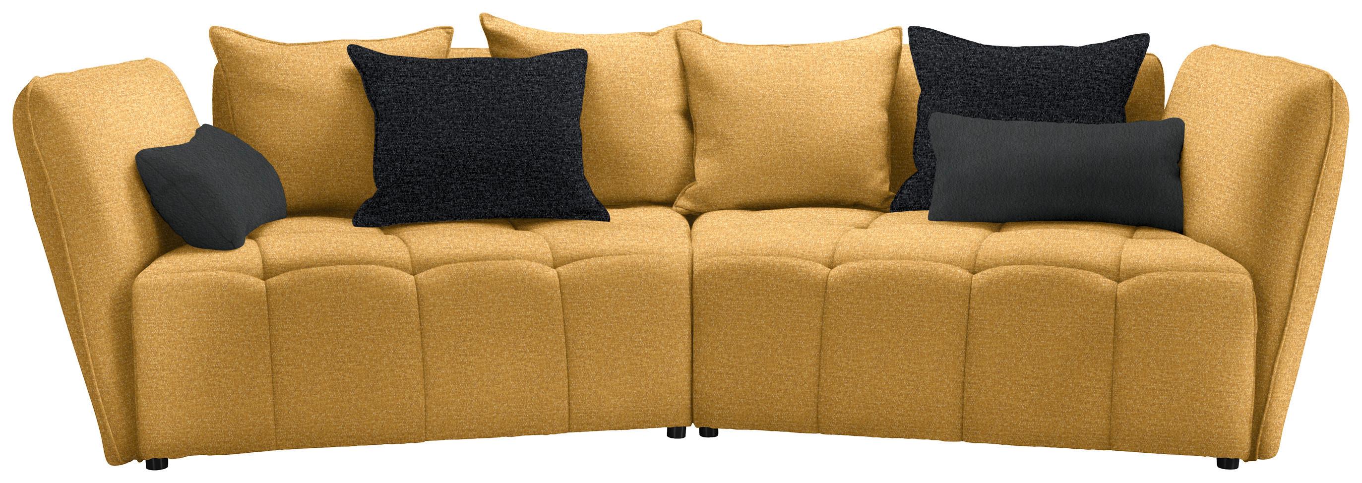 Canapea Boxspring SOFI - galben muștar/gri închis, Modern, textil (294/93/152cm) - Premium Living