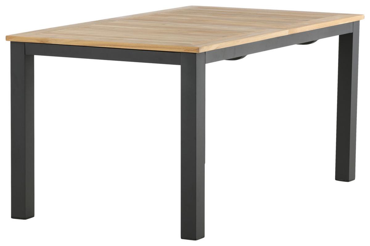 Gartentisch Panama ca. 210x90 cm Schwarz/Teakholz - Schwarz/Teakfarben, KONVENTIONELL, Holz/Metall (210/90/75cm) - Gardenson