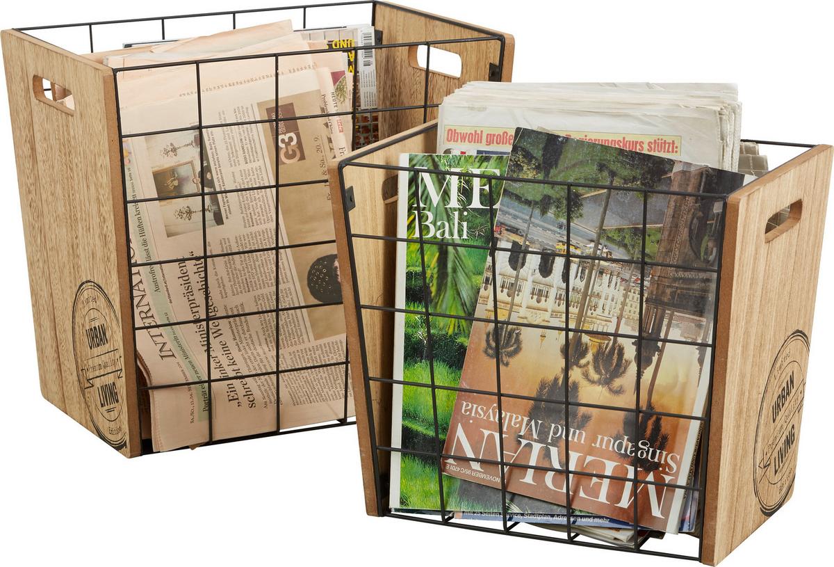 Zeitungsständer Naturfarben, 2er Set - Naturfarben, Modern, Holzwerkstoff/Metall (23/26/28/33/33/38cm) - Mömax