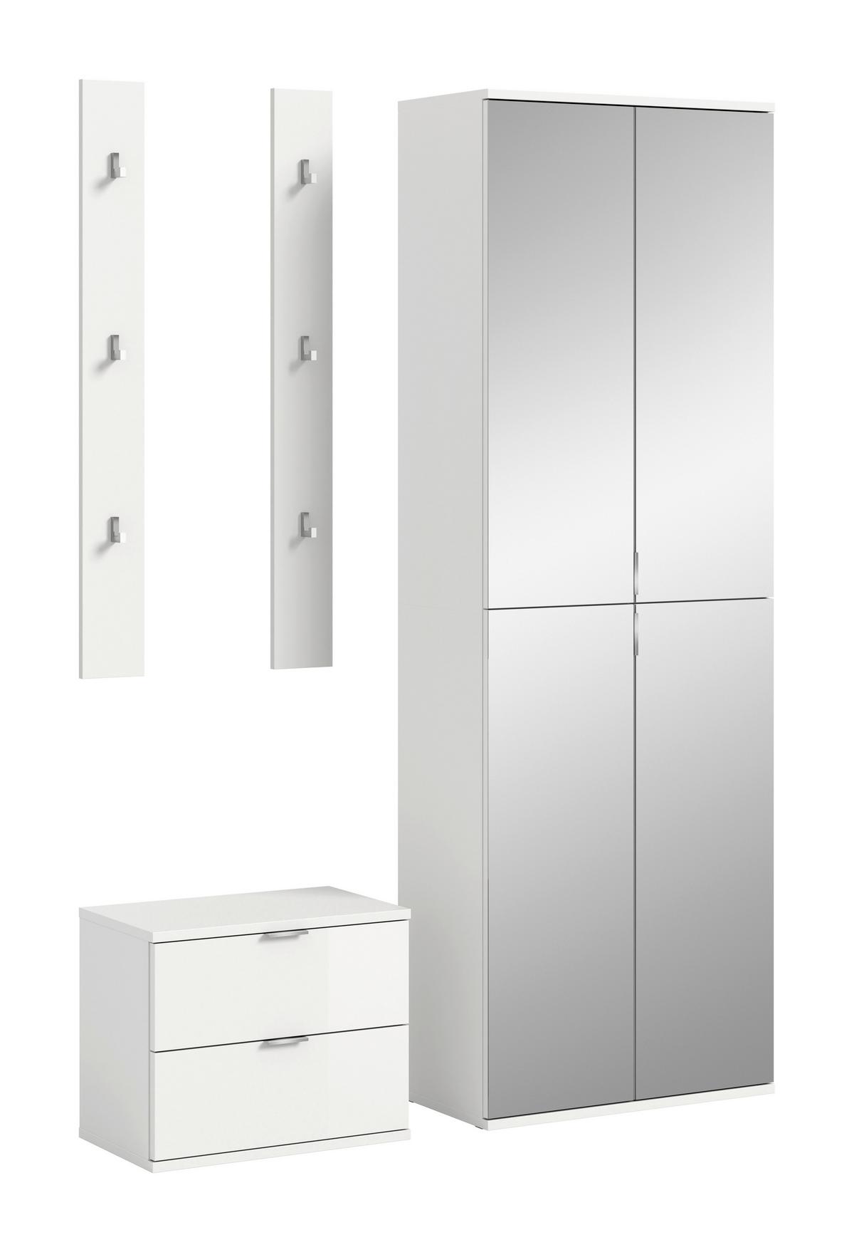 GARDEROBE PROJEKT X - Weiss Hochglanz/Weiss, Design, Holzwerkstoff (128/193/34cm) - Livetastic