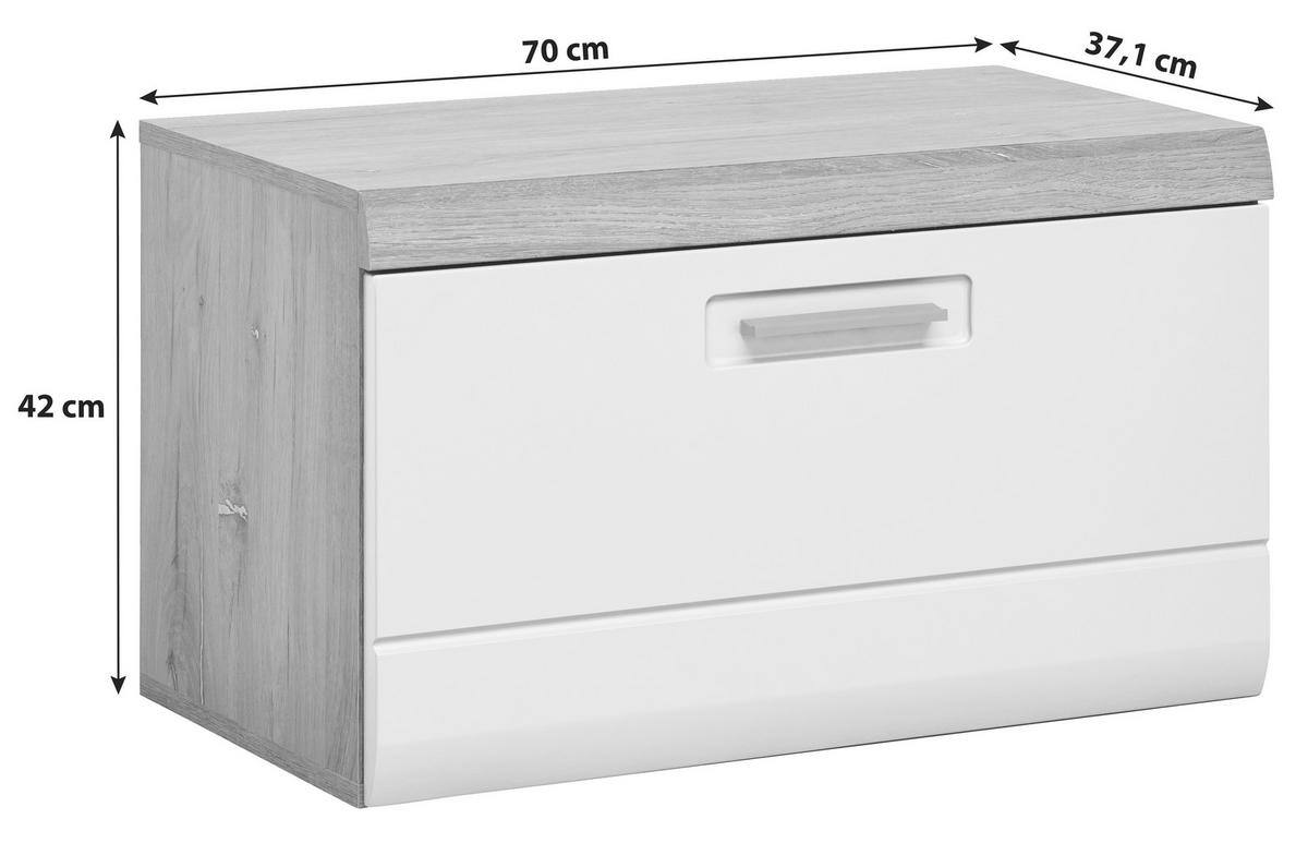 Bancă pentru hol Auris - alb/culoare lemn stejar, Modern (70/42/37,1cm) - Modern Living