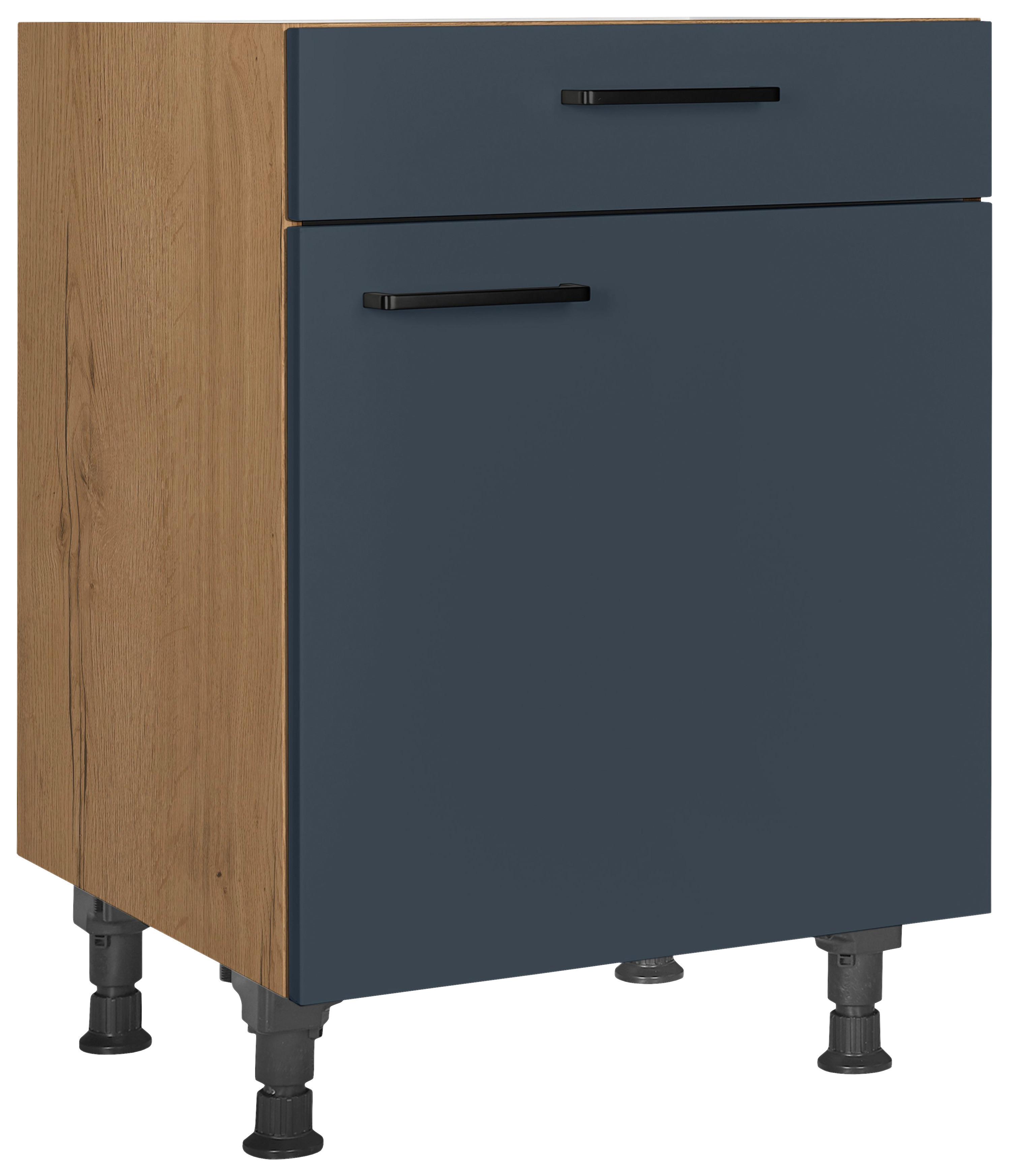 Schubkastenunterschrank Easytouch Blau - Blau/Eichefarben, MODERN, Holzwerkstoff/Metall (60/87/56cm) - Nobilia