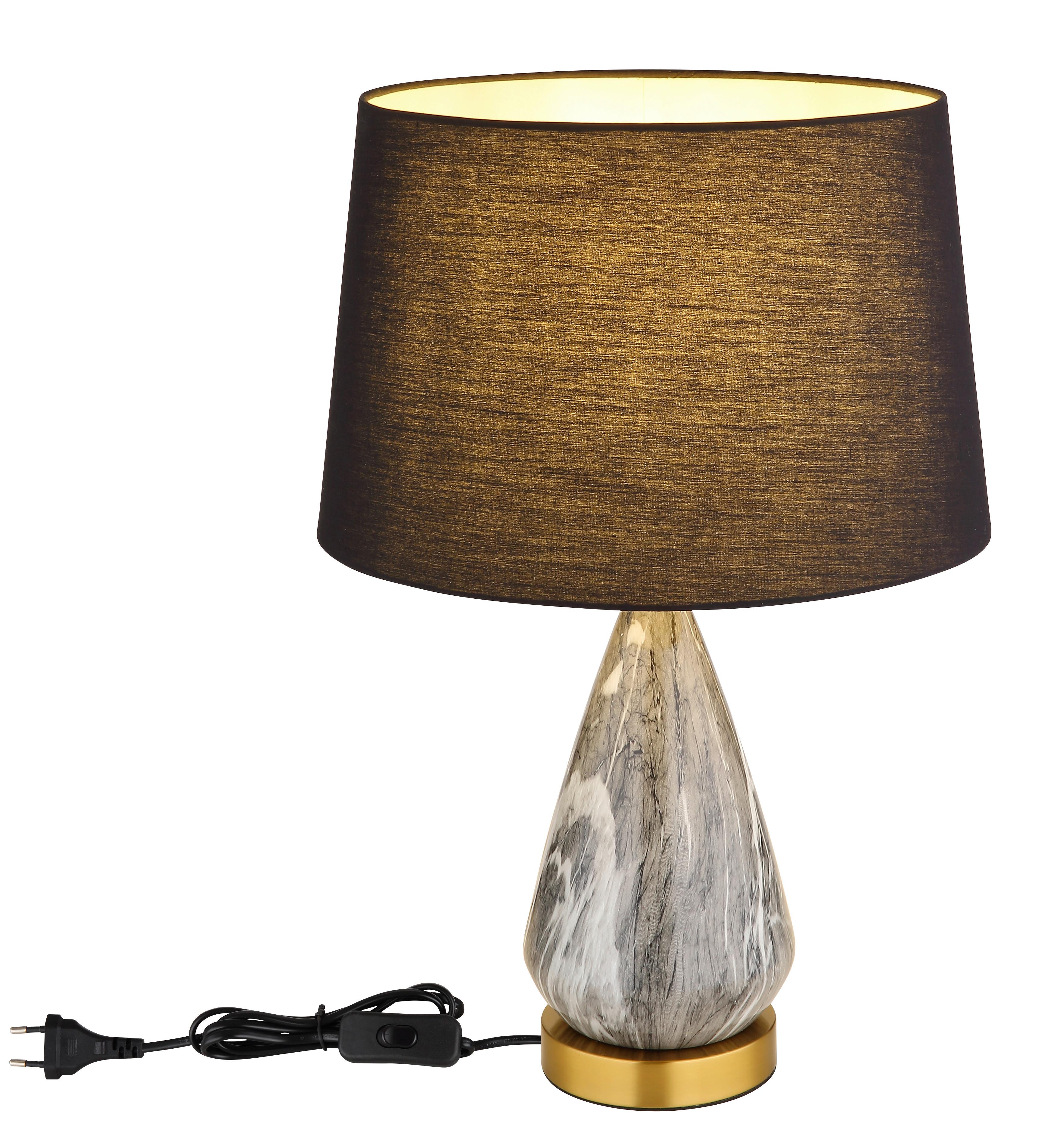 Asztali Lámpa 24147b - fekete/sárgaréz, Konventionell, textil/fém (35/54cm) - Globo