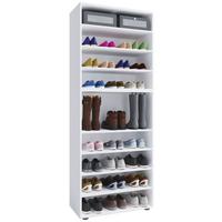 Schuhregal Lona XL ca.70x183x37cm Weiß - Schwarz/Weiß, KONVENTIONELL, Holzwerkstoff/Kunststoff (70/183/37cm) - MID.YOU